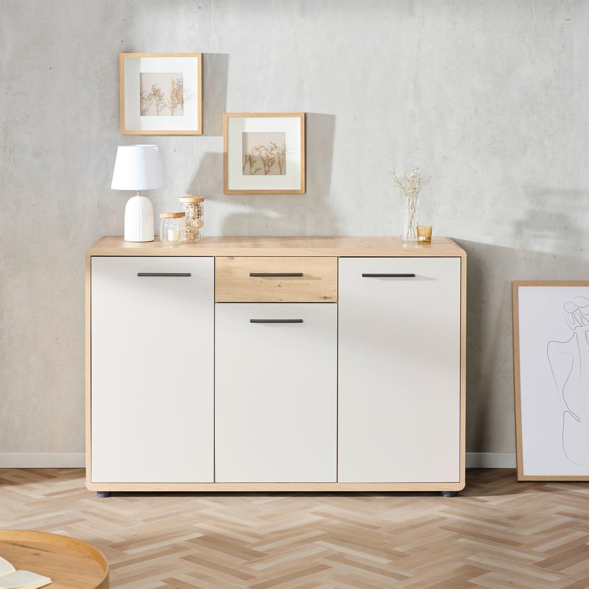 Komód Fontana Plus 132/87cm - kasmírszínű/Artisan tölgy, Modern, faalapú anyag (132/87/40cm)