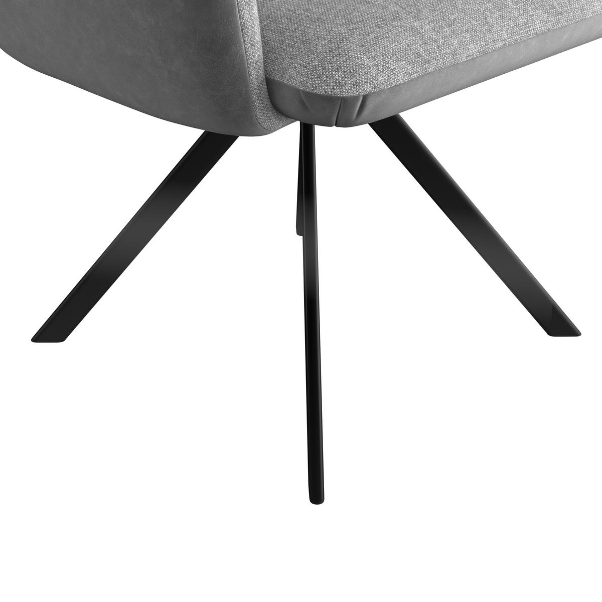 Armlehnstuhl Kian Webstoff Grau, B: 65 cm - Schwarz/Grau, Trend, Textil/Metall (65/88/63cm)