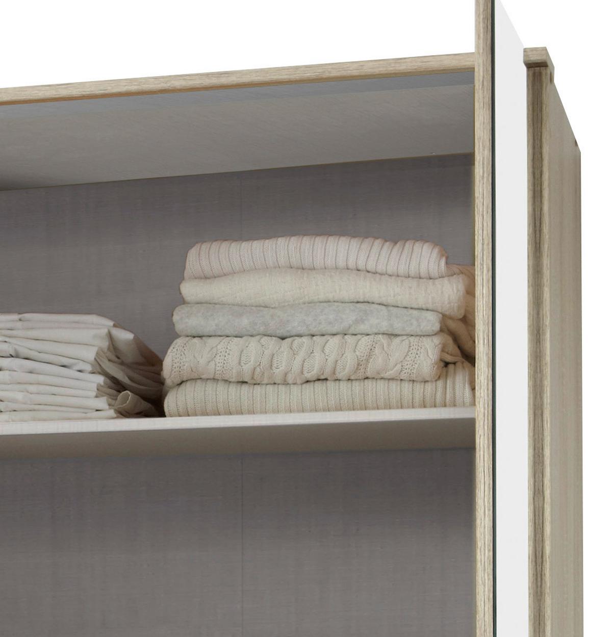 Drehtürenschrank Mit Spiegel 180cm Imago, Sägerau Dekor - Eichefarben, KONVENTIONELL, Glas/Holzwerkstoff (180/199/58cm) - MID.YOU