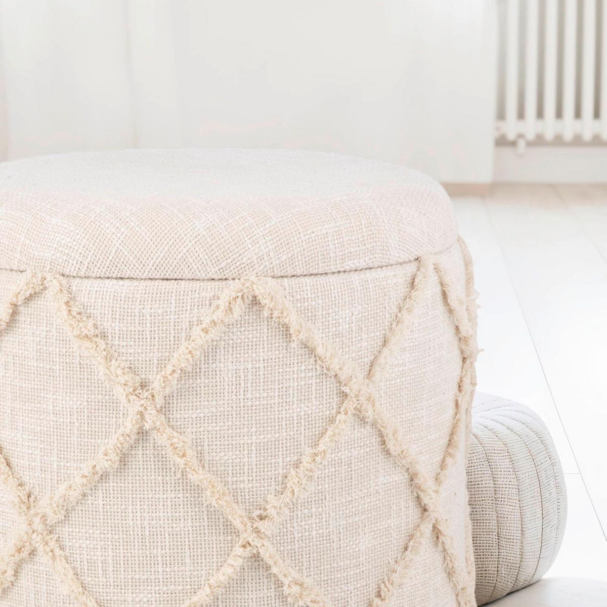 Hocker Creme B: 40cm - Creme, Basics, Textil (40/45cm) - Livetastic