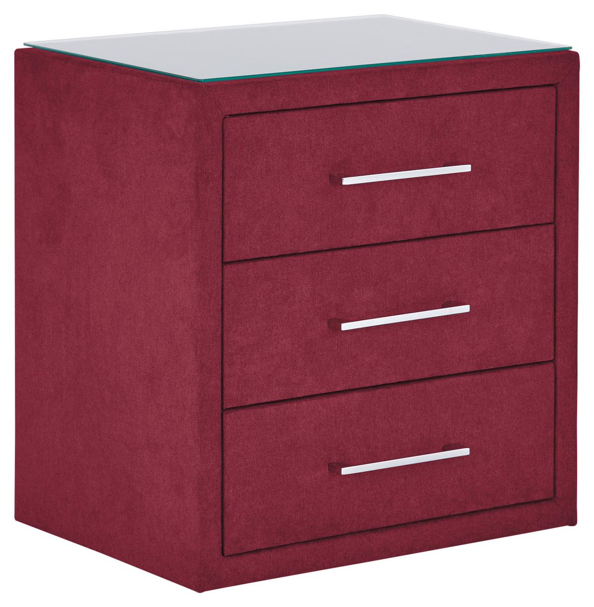 Nachtkästchen Rot H: 60 cm Kleopatra - Rot, KONVENTIONELL, Holzwerkstoff/Kunststoff (56/60/41cm) - Ondega