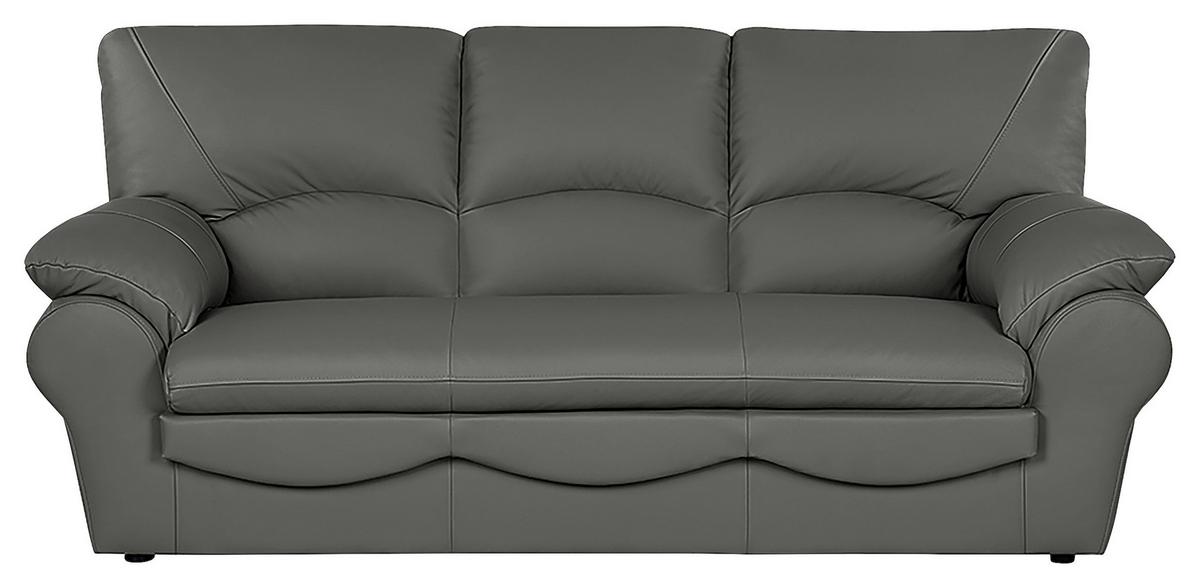 3-Sitzer-Sofa Oslo Anthrazit B: 205 cm - Anthrazit/Schwarz, Design, Leder (205/92/85cm) - Livetastic