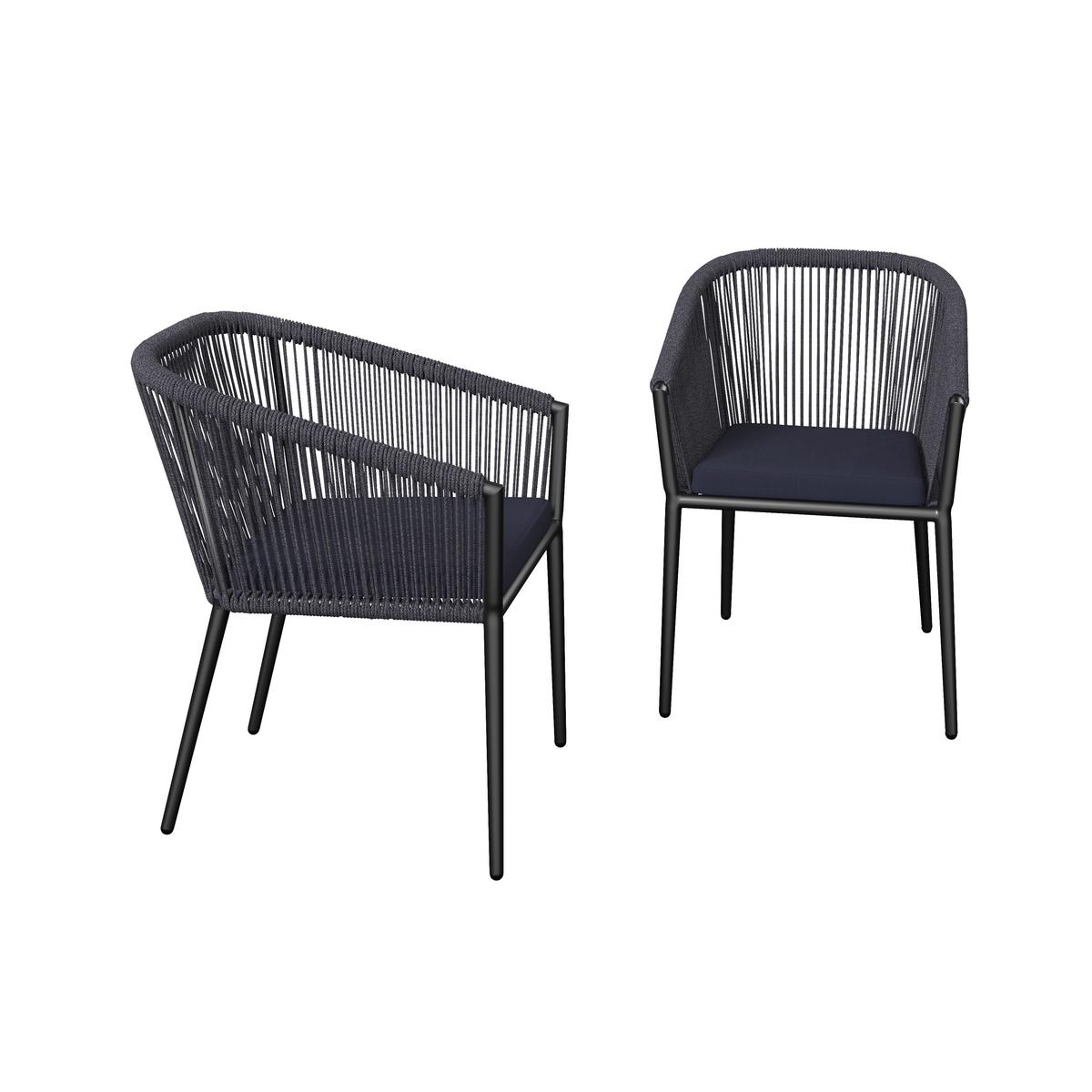 SADA ZAHRADNÍCH KŘESEL BENICIA - modrá/černá, Moderní, kov/textil (55/76/63cm) - Bessagi Garden