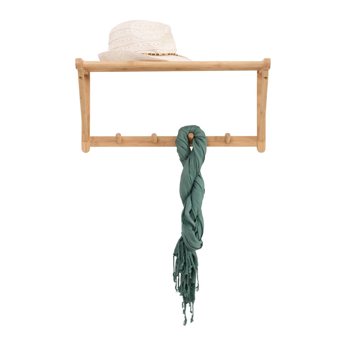 Nástenný vešiak BONNIE, bambus - prírodná farba, Konventionell, drevo (51/25/28cm) - Based