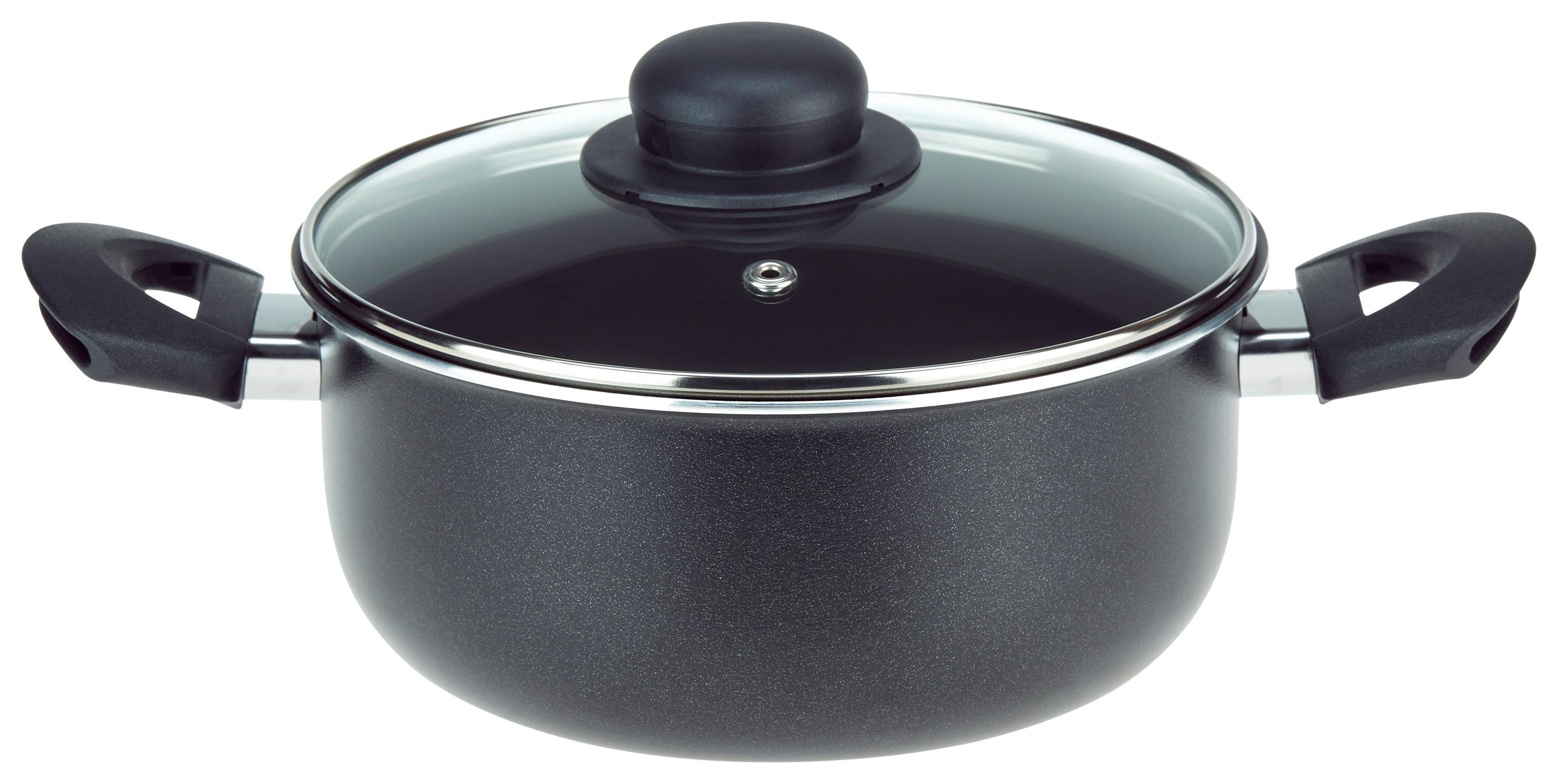 Luca Bessoni Fleischtopf 2,6 L Aluminum Induktion mit Deckel - Transparent/Schwarz, KONVENTIONELL, Glas/Metall (20/8cm) - Luca Bessoni