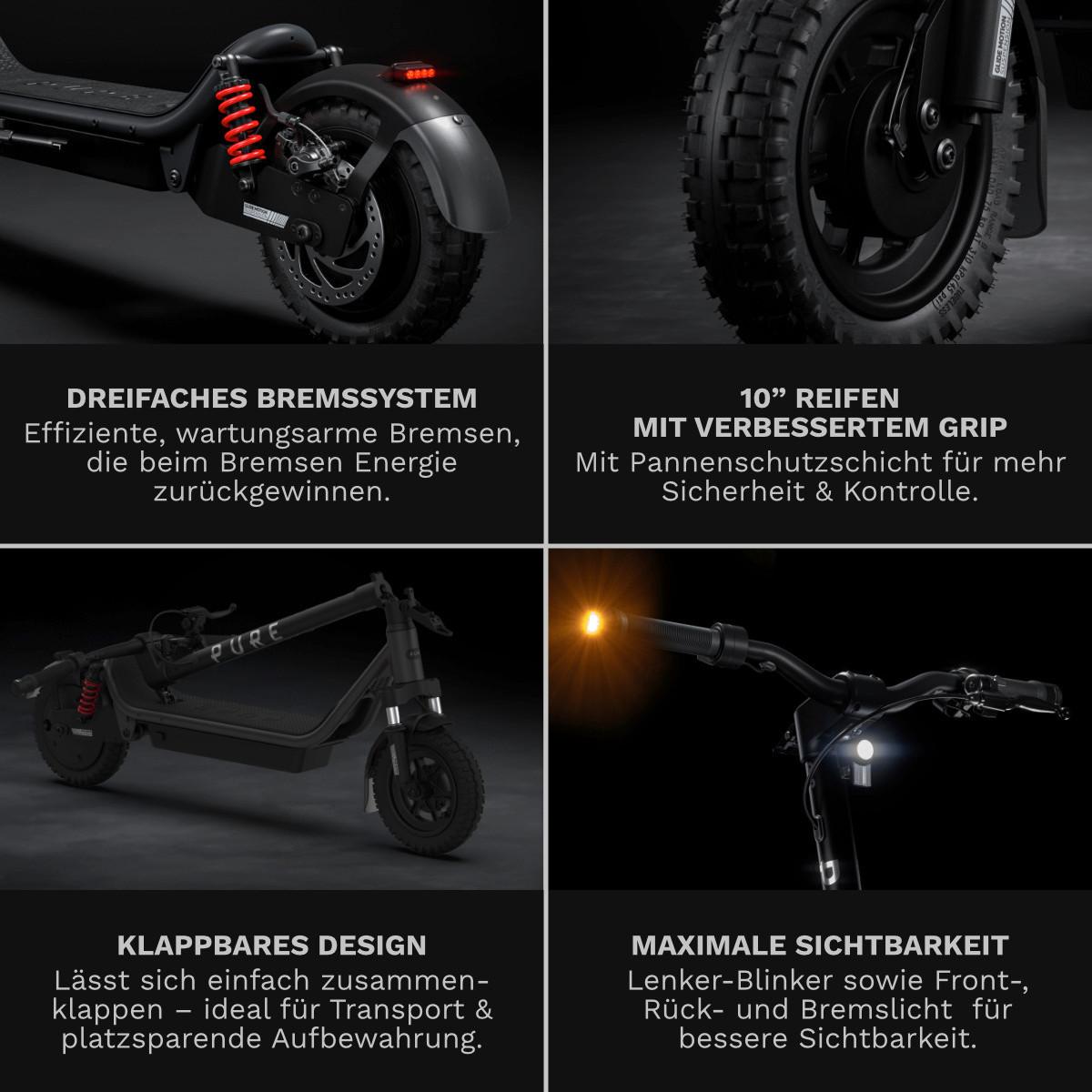 Elektroscooter, CS-PURE-AIR6-U MS-MG, - Schwarz, Basics, Metall (69/120/123cm)