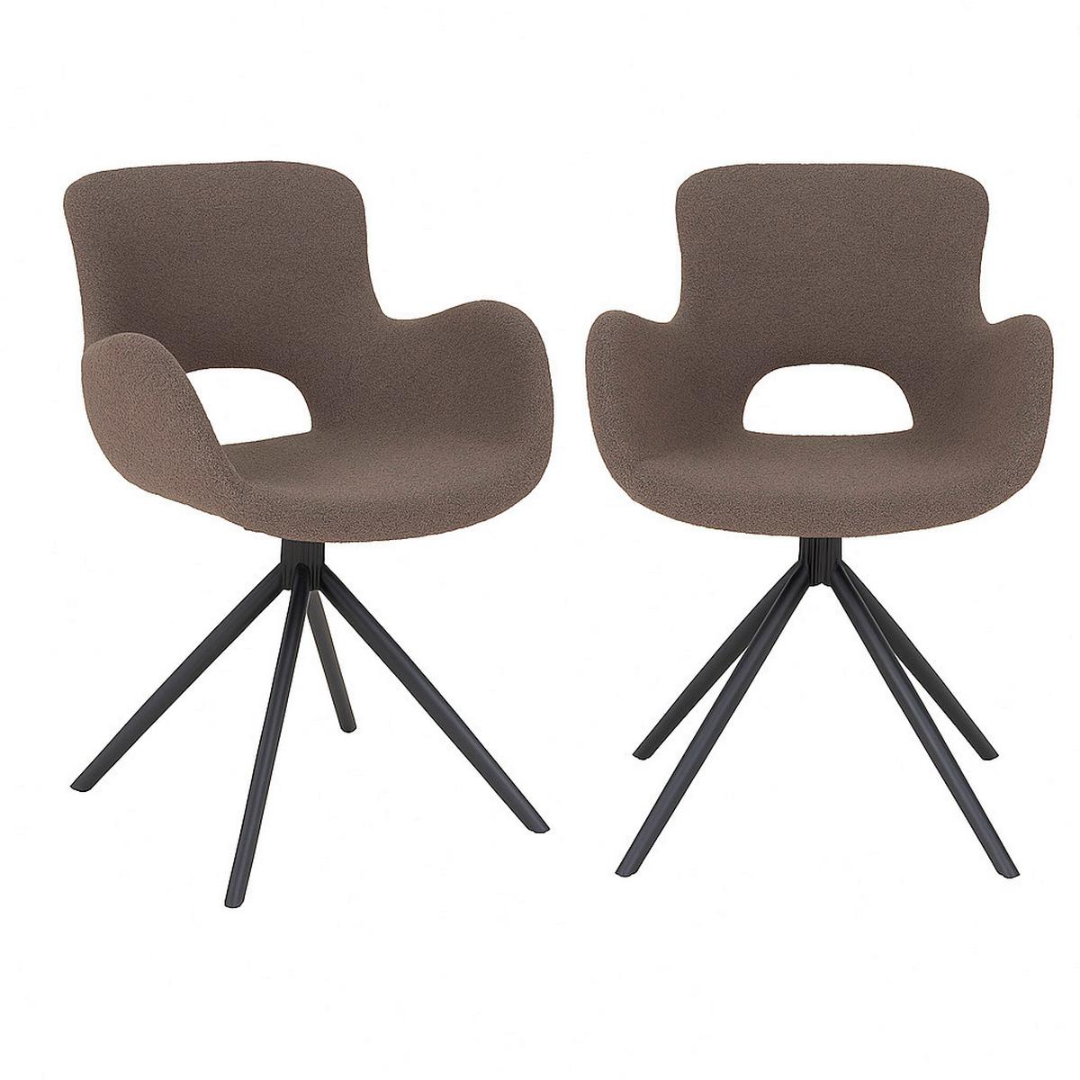 Armlehnstuhl-set Amorim Graubraun B: 59 Cm - Graubraun/Schwarz, MODERN, Textil/Metall (59/82/58cm) - MID.YOU