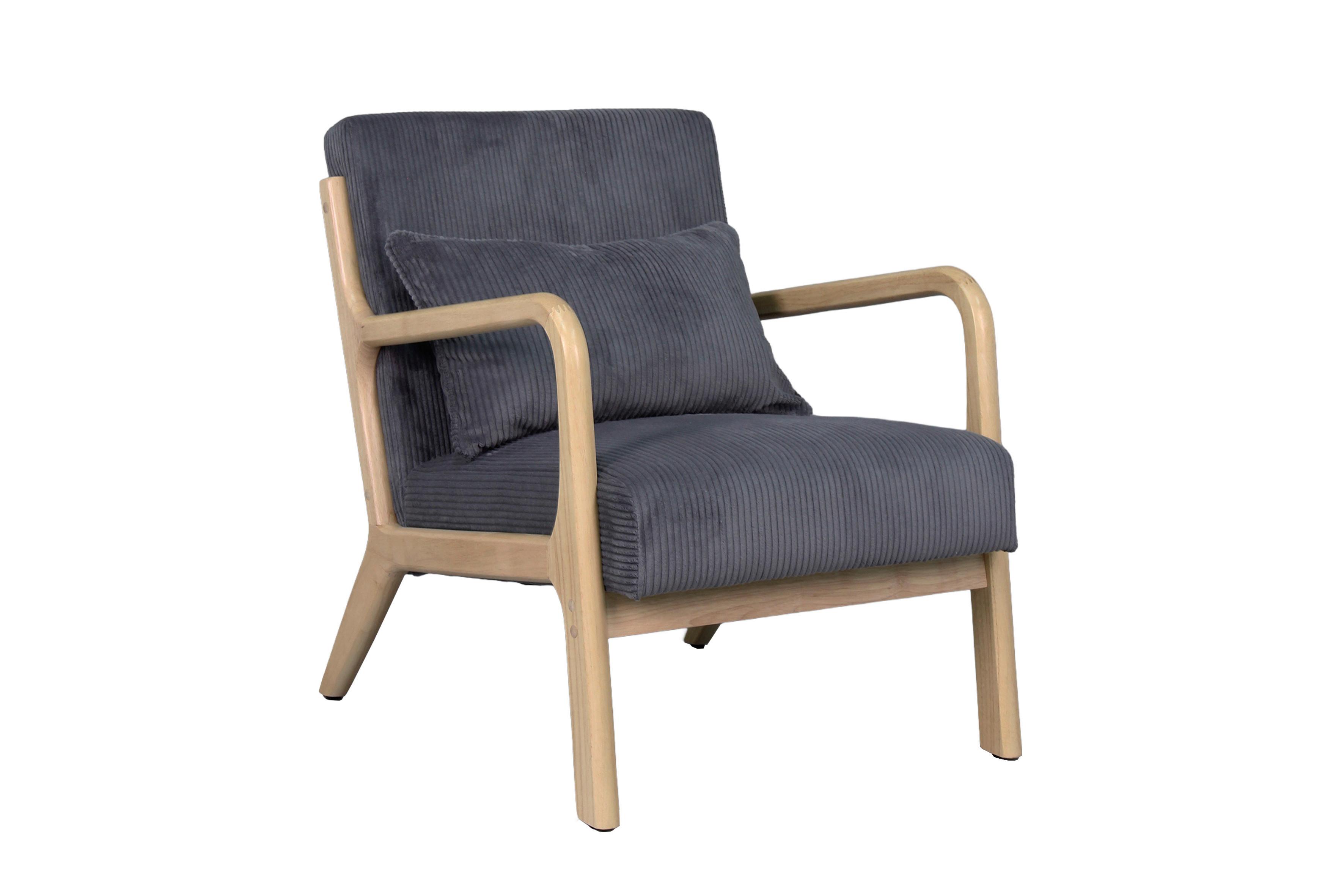 Sessel Nohr Grau B: 65 Cm - Braun/Grau, Basics, Holz/Textil (65/81/76cm) - MID.YOU