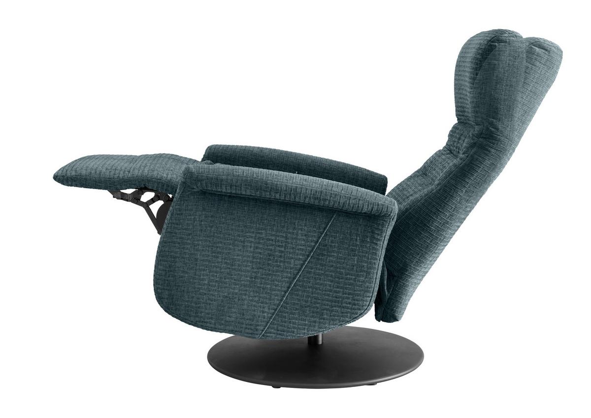 Relaxsessel Latina Blau 360 Grad Drehbar, B: 72 Cm - Blau/Schwarz, MODERN, Textil (72/118/85-165cm) - Livetastic