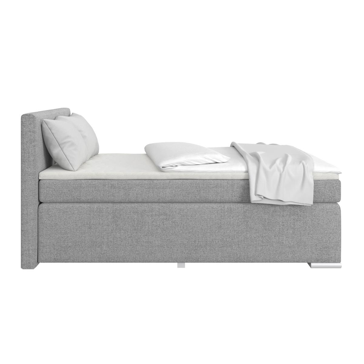 Boxspringbett Mira I Nordic, Lf: 120x200 cm - Alufarben/Grau, Basics, Textil (120/200cm)