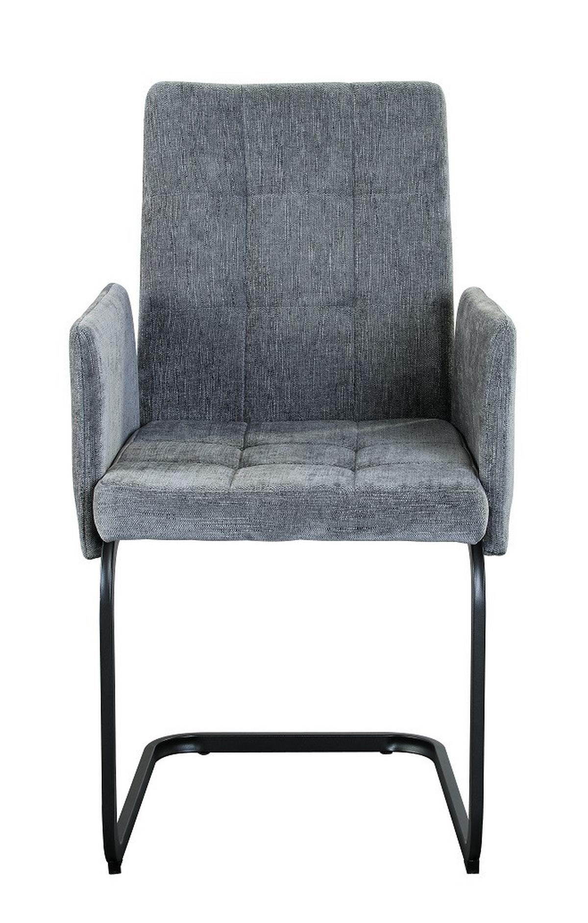 Armlehnstuhl Bordal - Hellgrau/Schwarz, MODERN, Textil/Metall (52/91/59,5cm) - MID.YOU