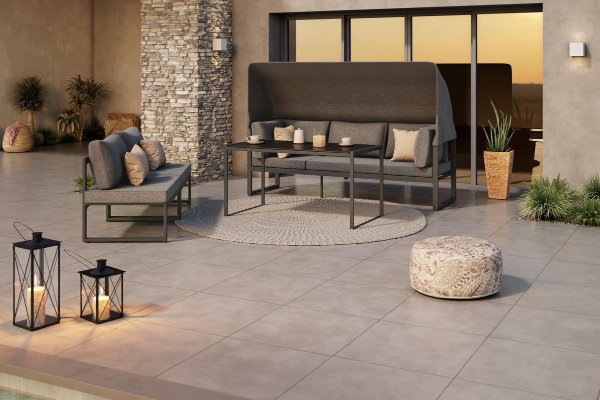 Lounge Garnitúra Lagos - antracit/szürke, Modern, textil/fa - Beldano