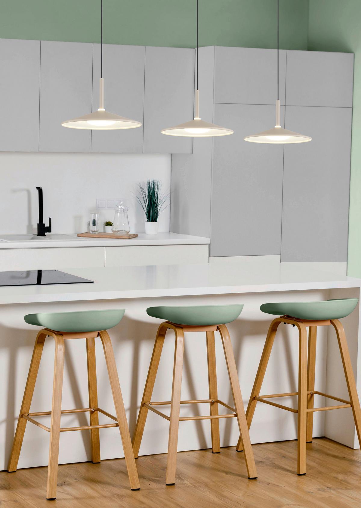 LED-HÄNGELEUCHTE 15635SA-3H  LAMPONE - Sandfarben/Opal, Design, Kunststoff/Metall (95/25/180cm) - Globo
