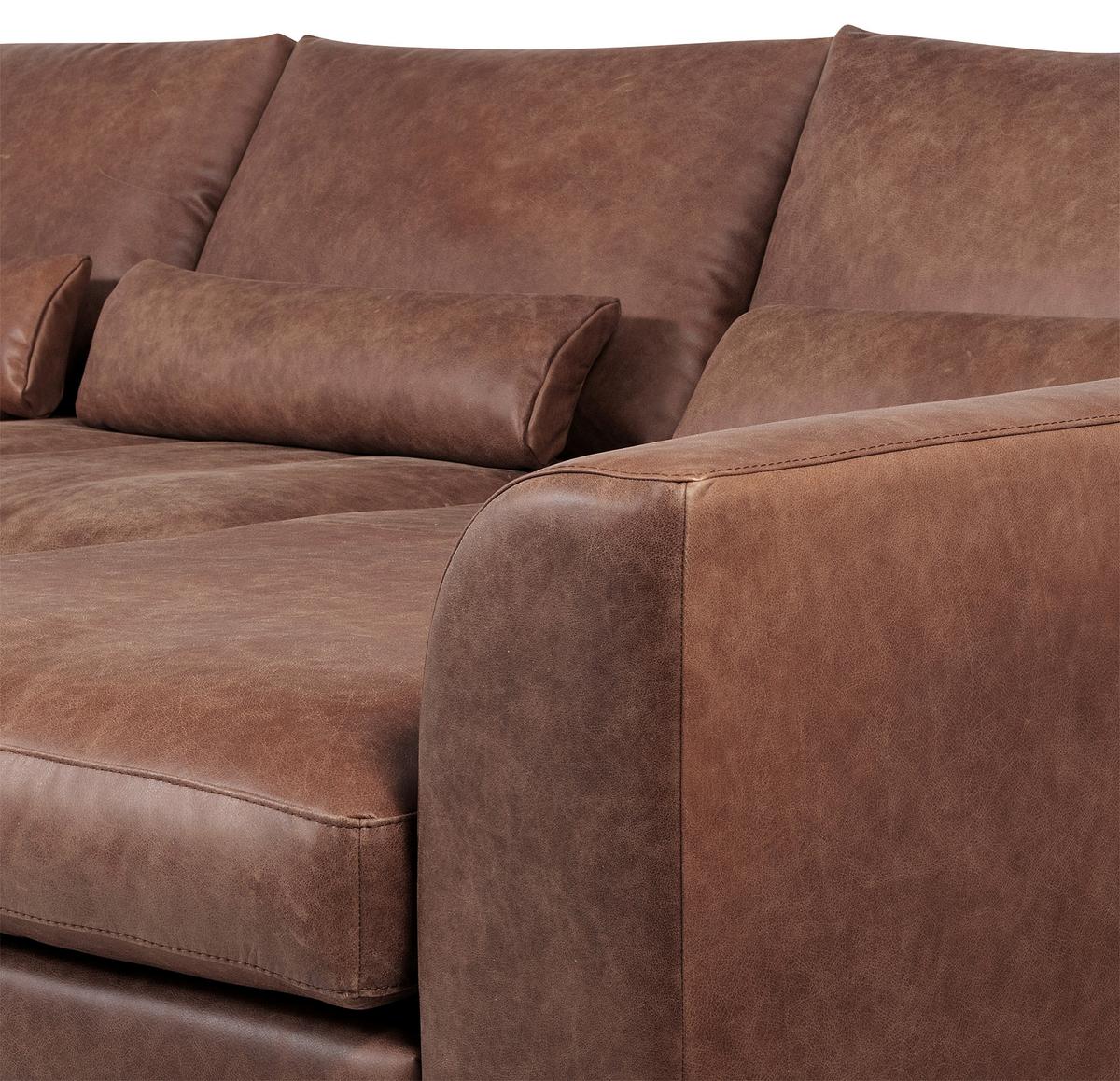 Ecksofa Berlin Braun S: 313 Cm - Schwarz/Braun, Design, Leder (313/172cm) - Livetastic