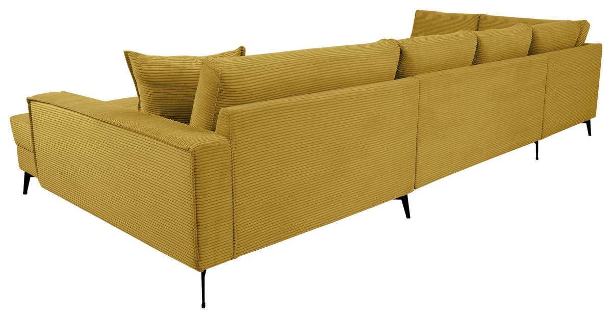 Wohnlandschaft Zero Senfgelb U-Form 195x362x173cm - Senfgelb/Schwarz, Trend, Textil (195/362/173cm)