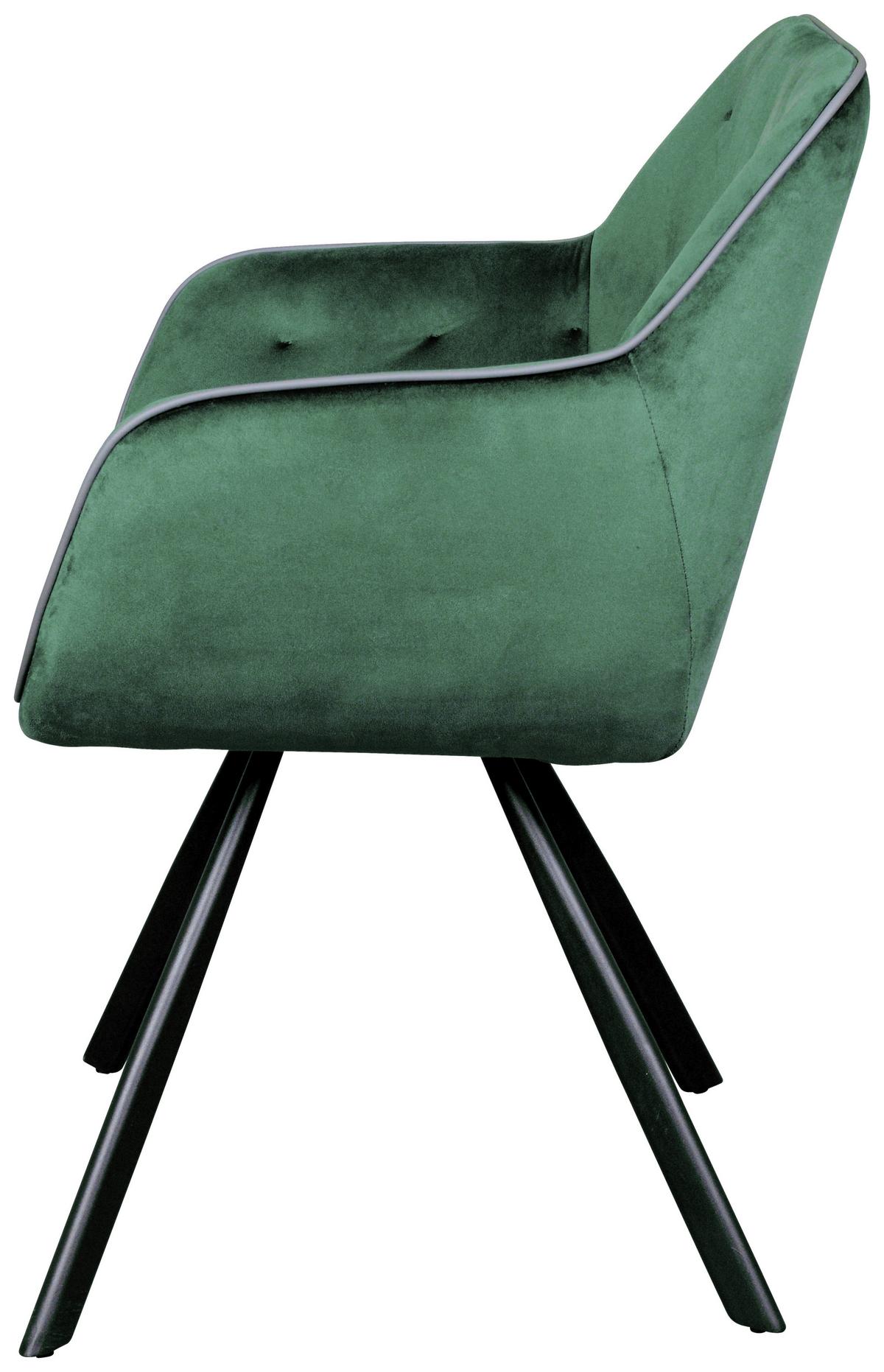 Stolička s podrúčkami zelená - čierna/zelená, Modern, kov/textil (60/85,5/57,5cm) - MID.YOU