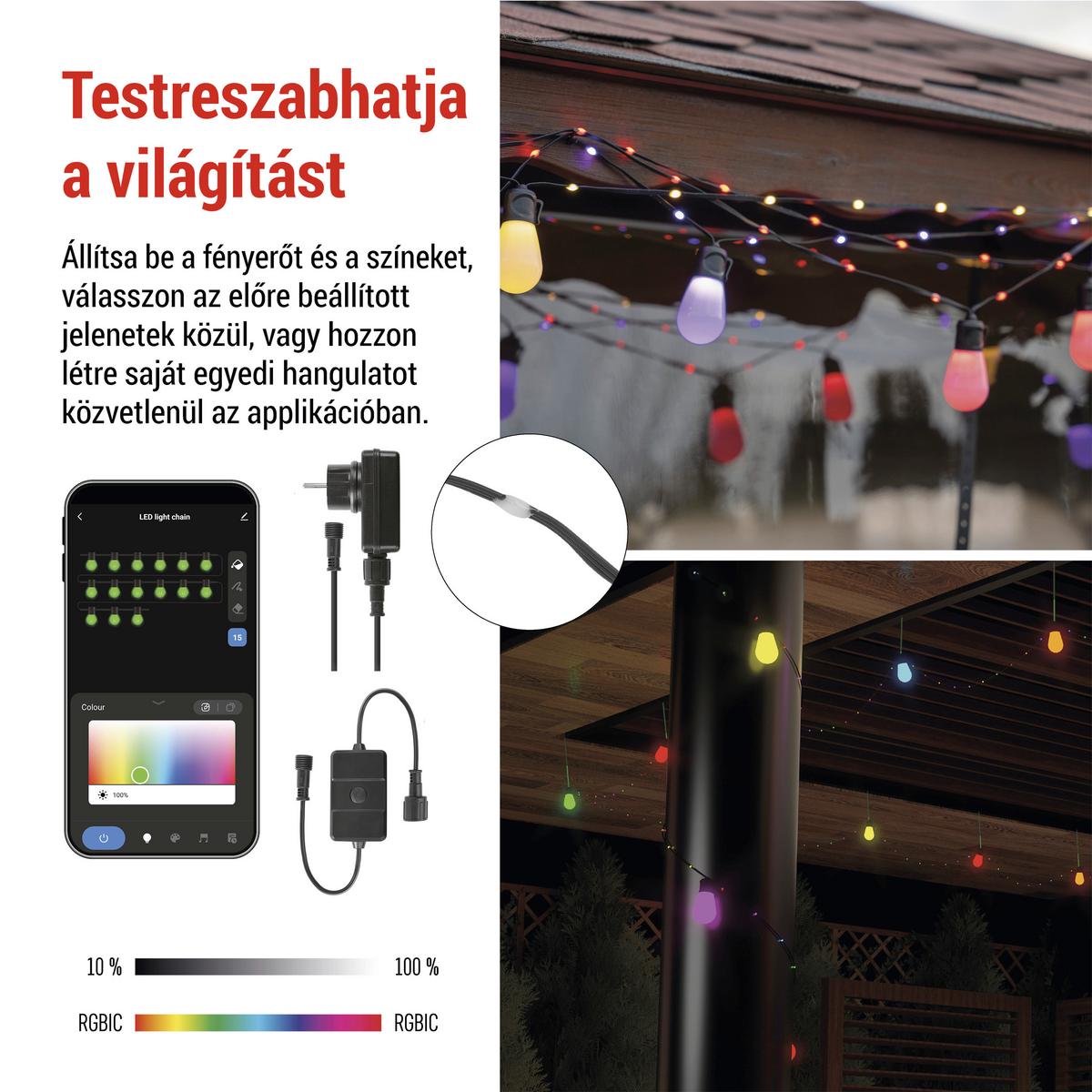 Led Fényfüzér Gosmart Kb. 15m - fekete, Basics, műanyag (1500cm)