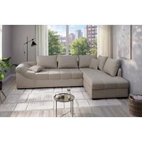 Eckschlafsofa Alvito Taupe S: 298x202 cm - Taupe/Schwarz, MODERN, Textil (298/202cm) - MID.YOU