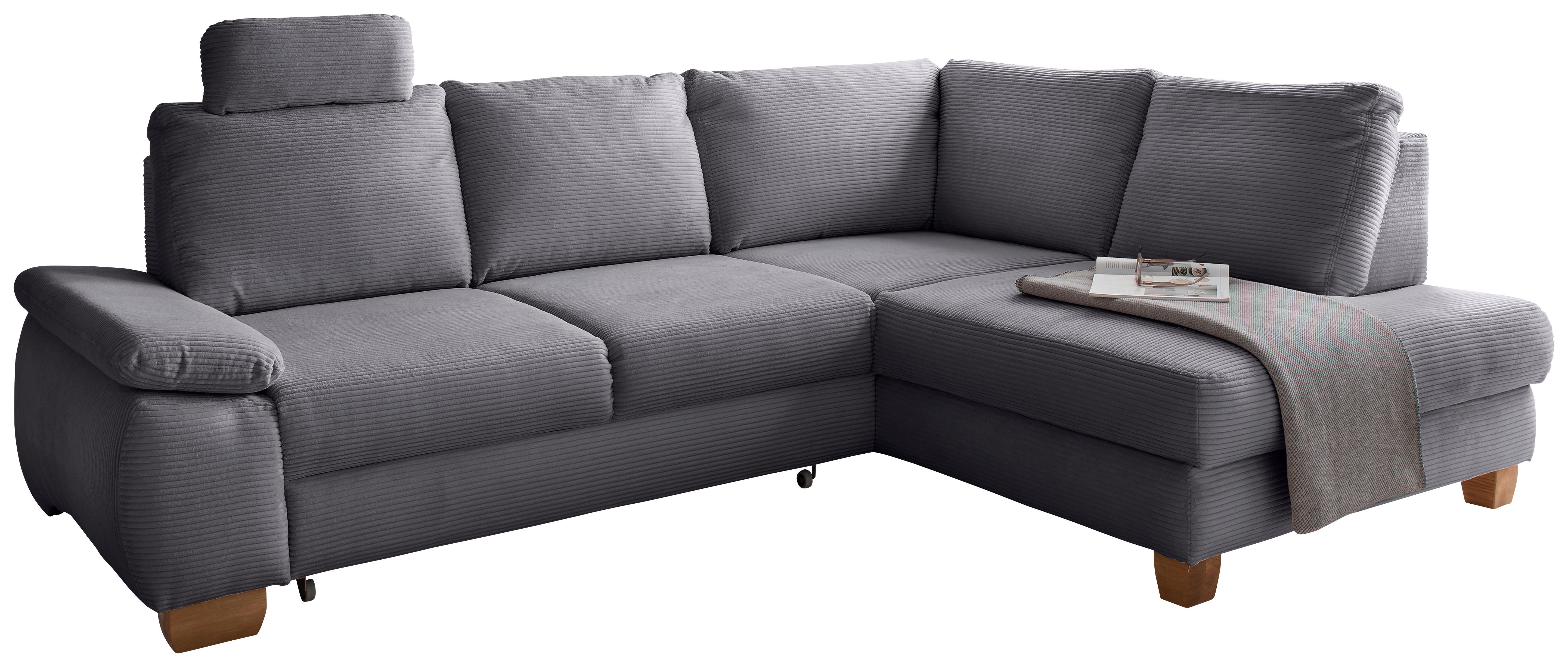 Eckschlafsofa Positano Dunkelgrau S: 261x206 cm - Wildeiche/Dunkelgrau, MODERN, Textil (261/206cm) - Livetastic