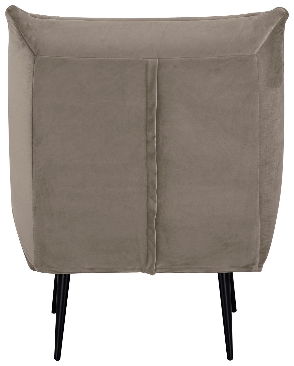 Sessel Jarvis Taupe Samt B: 75 cm - Taupe/Schwarz, MODERN, Textil (75/92/87cm) - MID.YOU