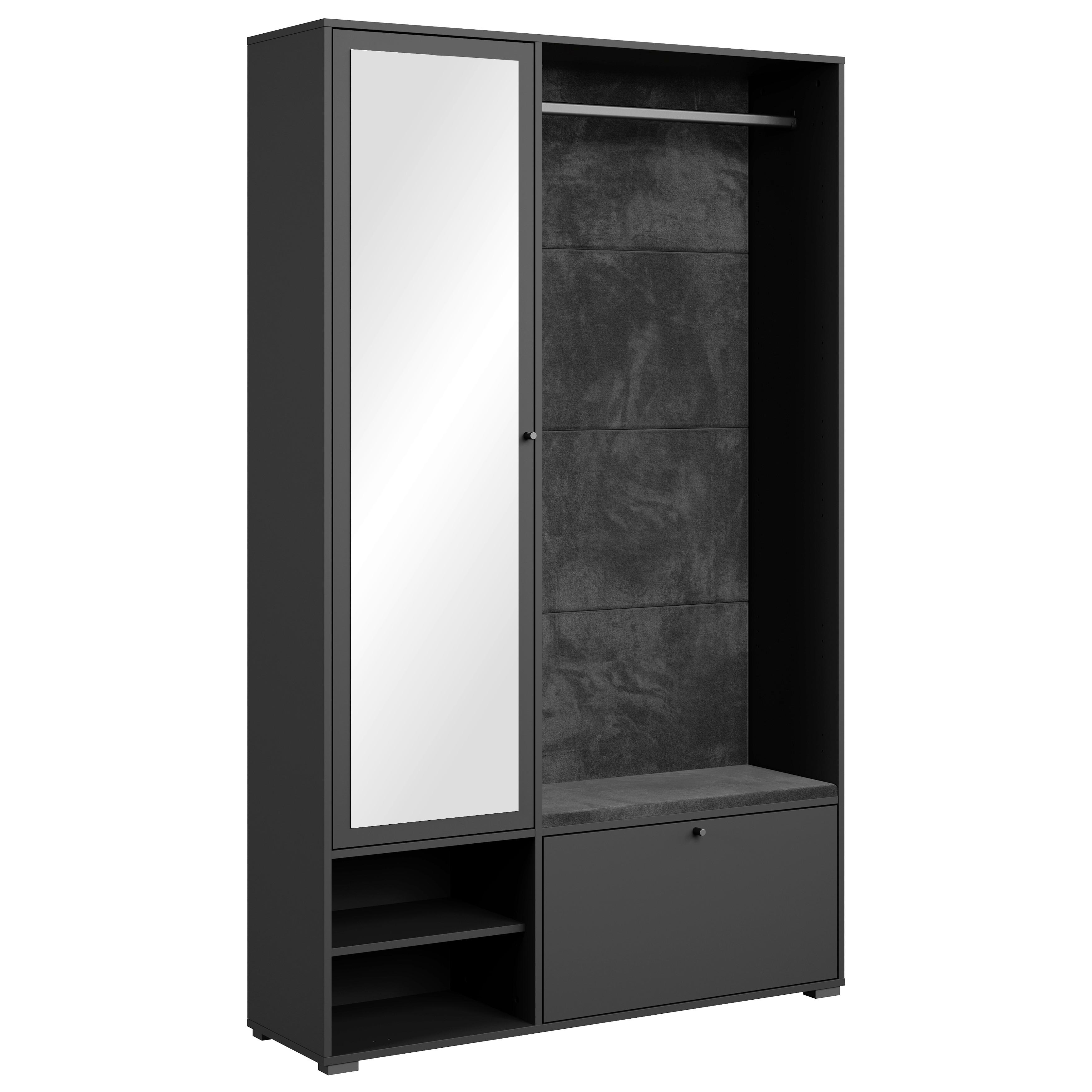 Predsieňový nábytok 4 dielny - čierna, Basics, kompozitné drevo (117,3/190/33cm) - P & B