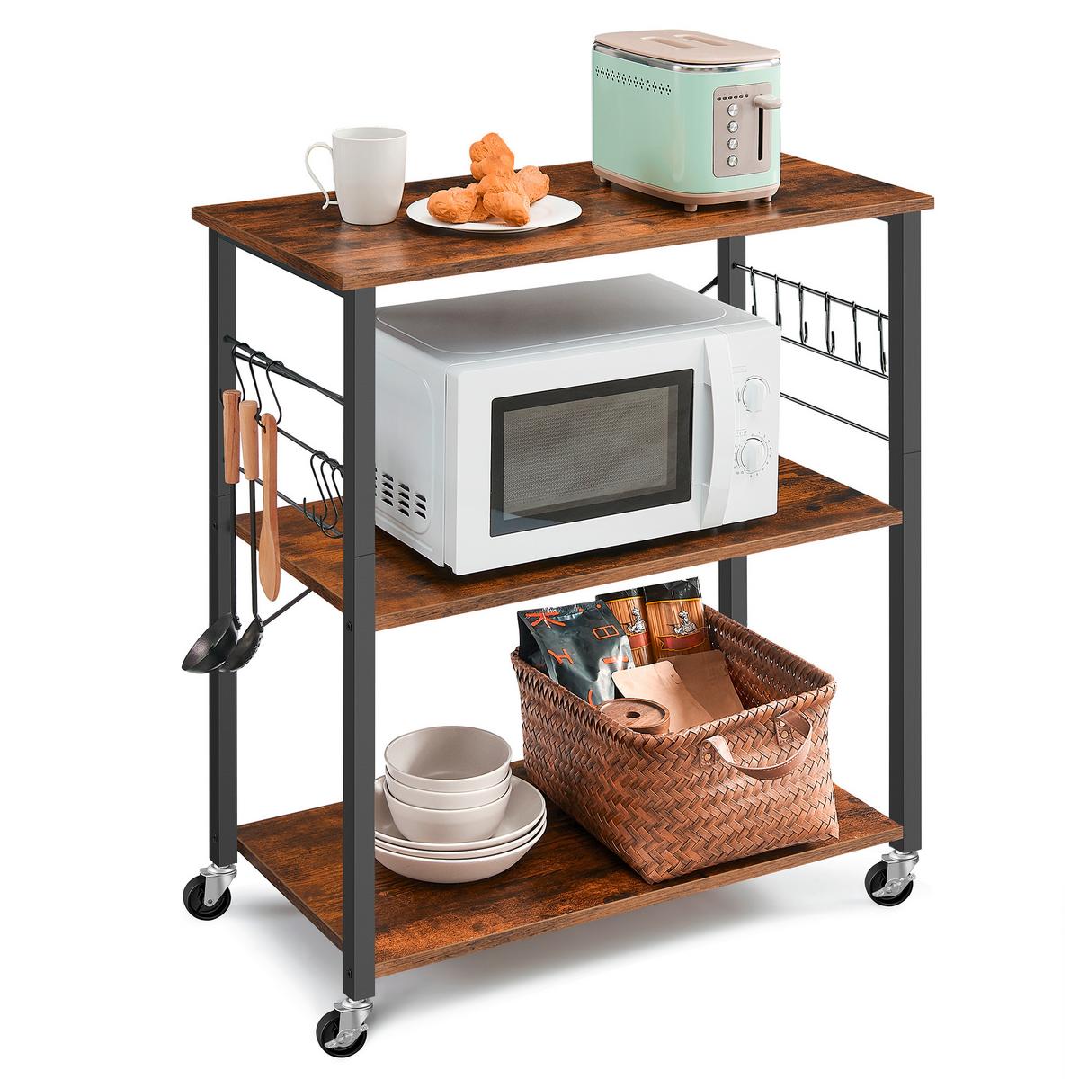 Regal Baker's Rack - Schwarz/Braun, MODERN, Holzwerkstoff/Metall (80/89/40cm) - MID.YOU