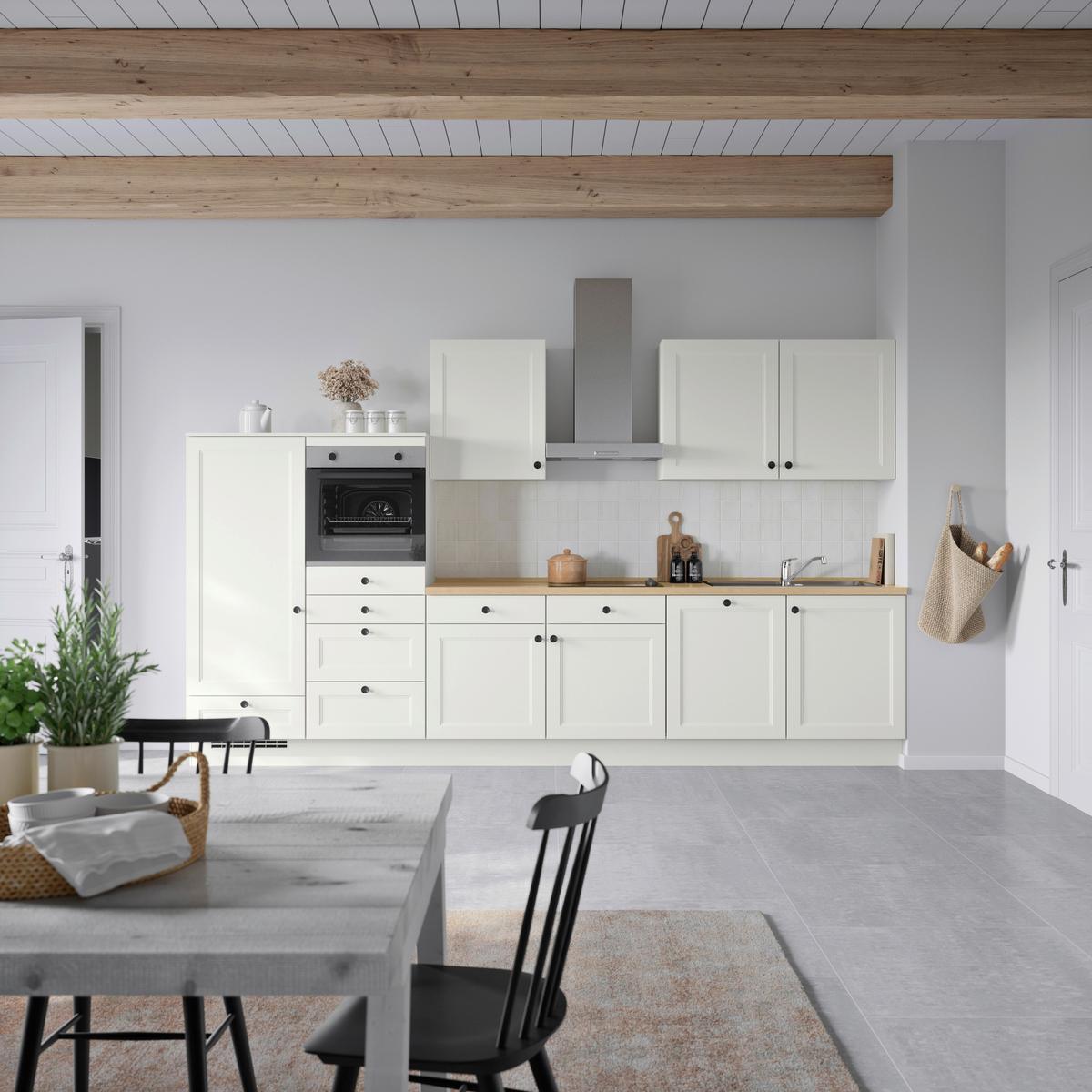 Kuchyňská linka 360 cm, bílá - bílá/barvy dubu, Moderní, kov/kompozitní dřevo (360cm) - Nobilia