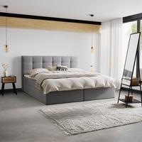 Boxspring posteľ MARSELIE sivá, 200x220cm - čierna/sivá, Modern, drevo/textil (200/220cm) - Bessagi Home