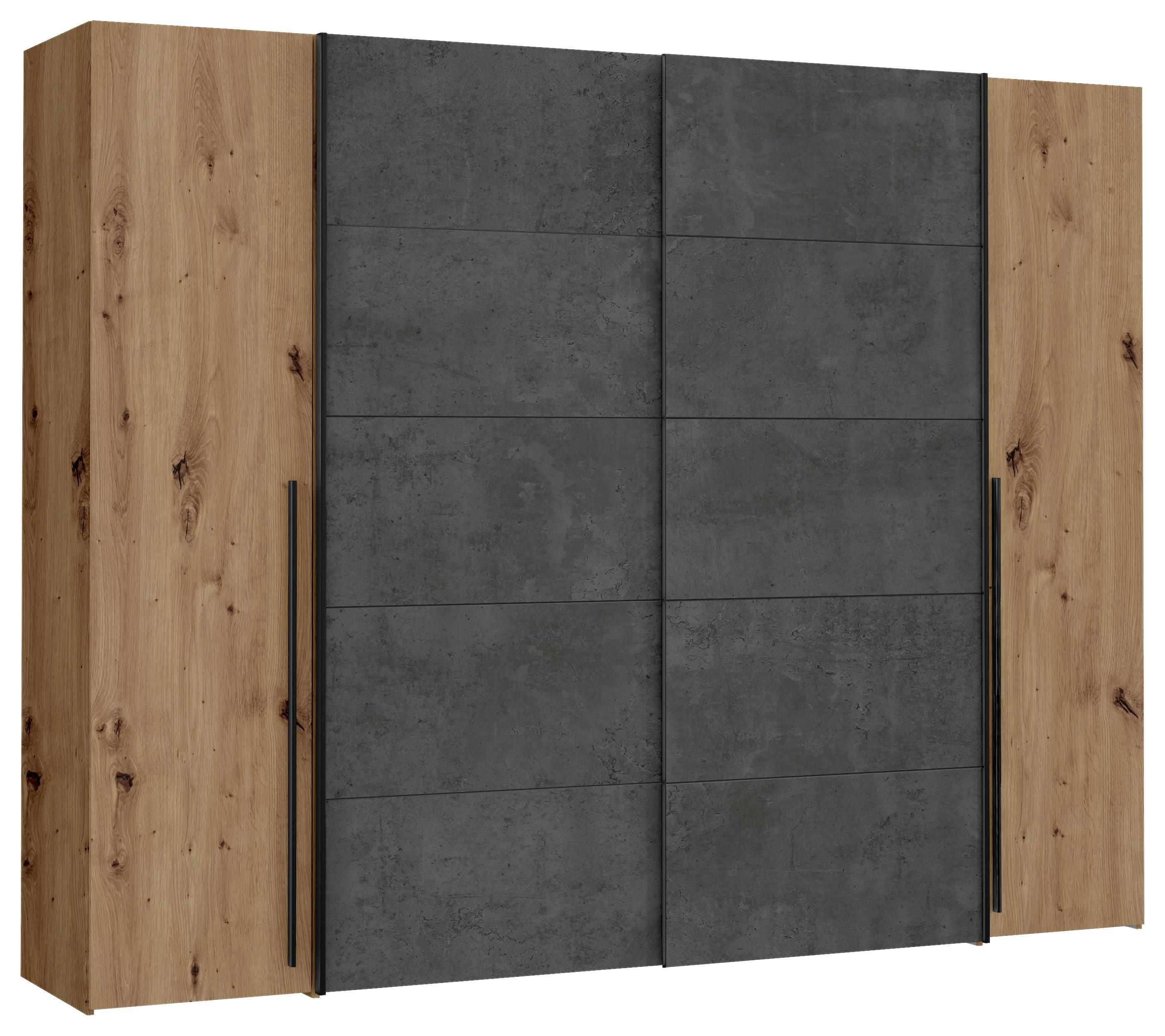 Drehtürenschrank 270cm Narago, Eichefarben/Dunkelgrau - Eichefarben/Dunkelgrau, MODERN, Holzwerkstoff/Kunststoff (270/210/61cm) - MID.YOU