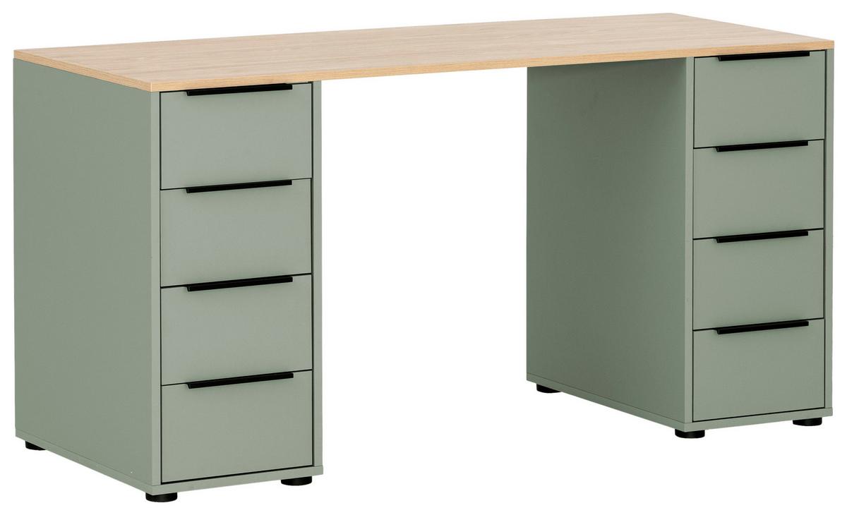 Schreibtisch B 140cm H 73,1 Cm Elma, Olivgrün - Eichefarben/Hellgrün, MODERN, Holzwerkstoff (55,5/140/73,1cm) - MID.YOU