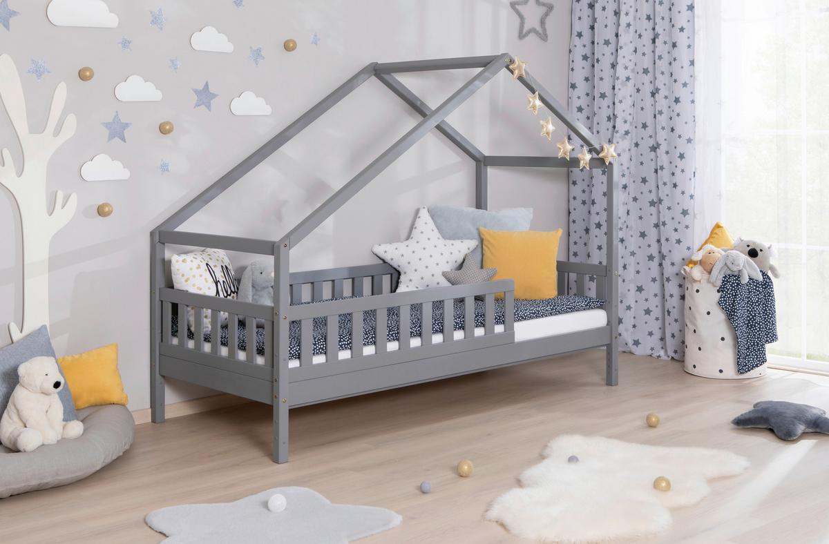 Hausbett Lou Hellgrau B: 90 Cm - Hellgrau/Naturfarben, MODERN, Holz (90/200cm) - MID.YOU
