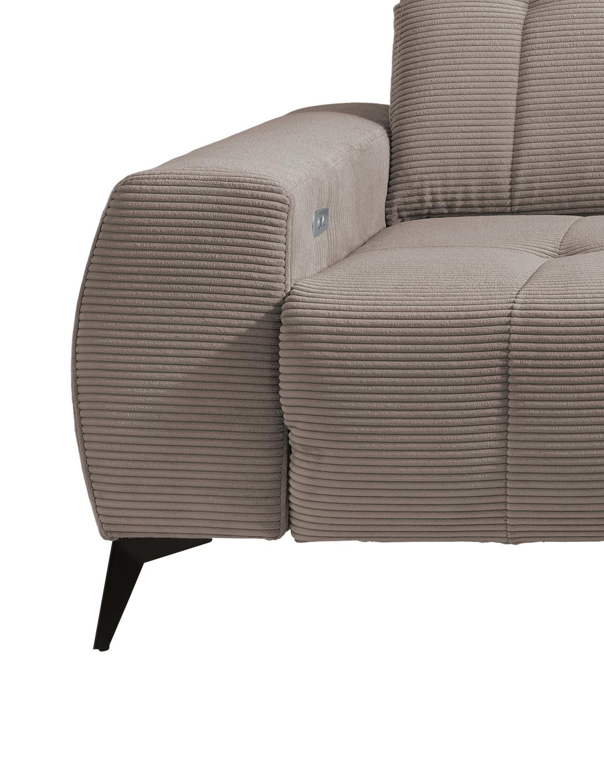 Ecksofa Mit Usb Anschluss Sano, Graubraun, S: 261x200 Cm - Graubraun/Schwarz, MODERN, Textil (261/200cm) - Livetastic