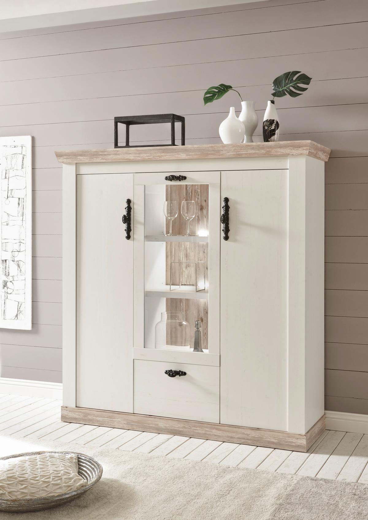 Highboard Florenz Hellbraun/Pinienfarben B:140cm - Hellbraun/Pinienfarben, Design, Holzwerkstoff (140/146/44cm) - MID.YOU