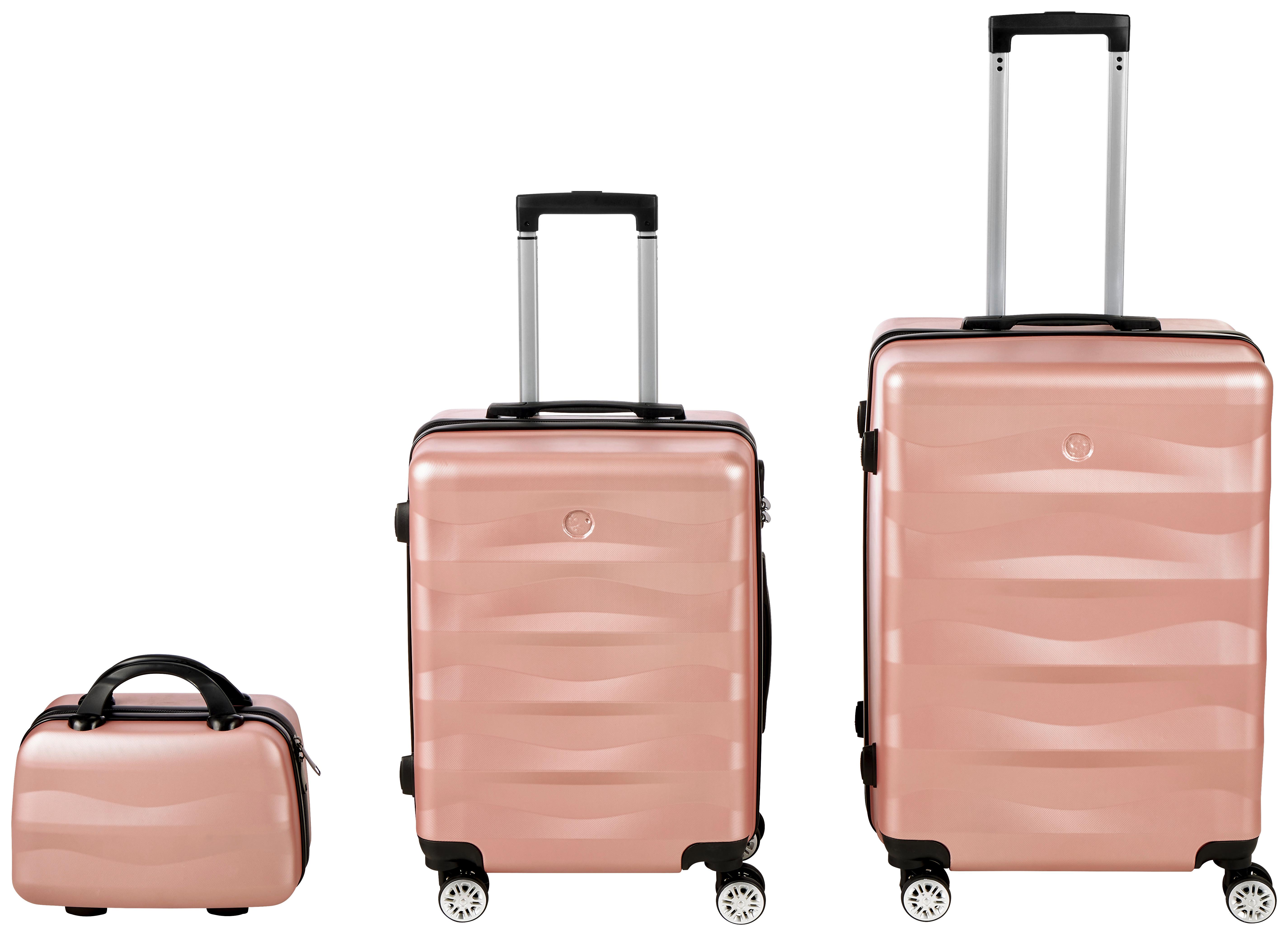 Reisekofferset Modena - Roségold, Basics, Kunststoff/Textil - Luca Bessoni