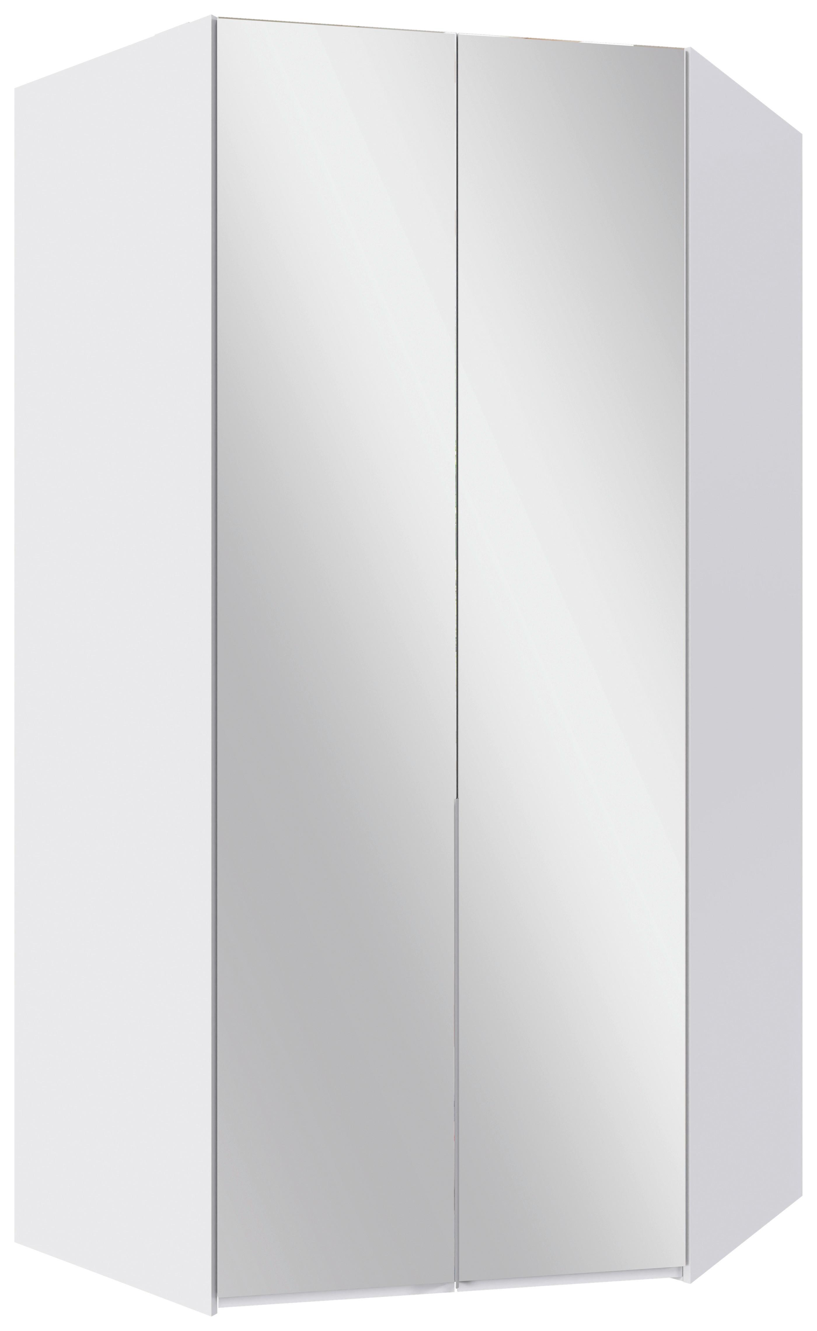 Eckkleiderschrank New York Weiß B: 120 cm - Weiß, MODERN, Glas/Holzwerkstoff (120/236/120cm) - MID.YOU