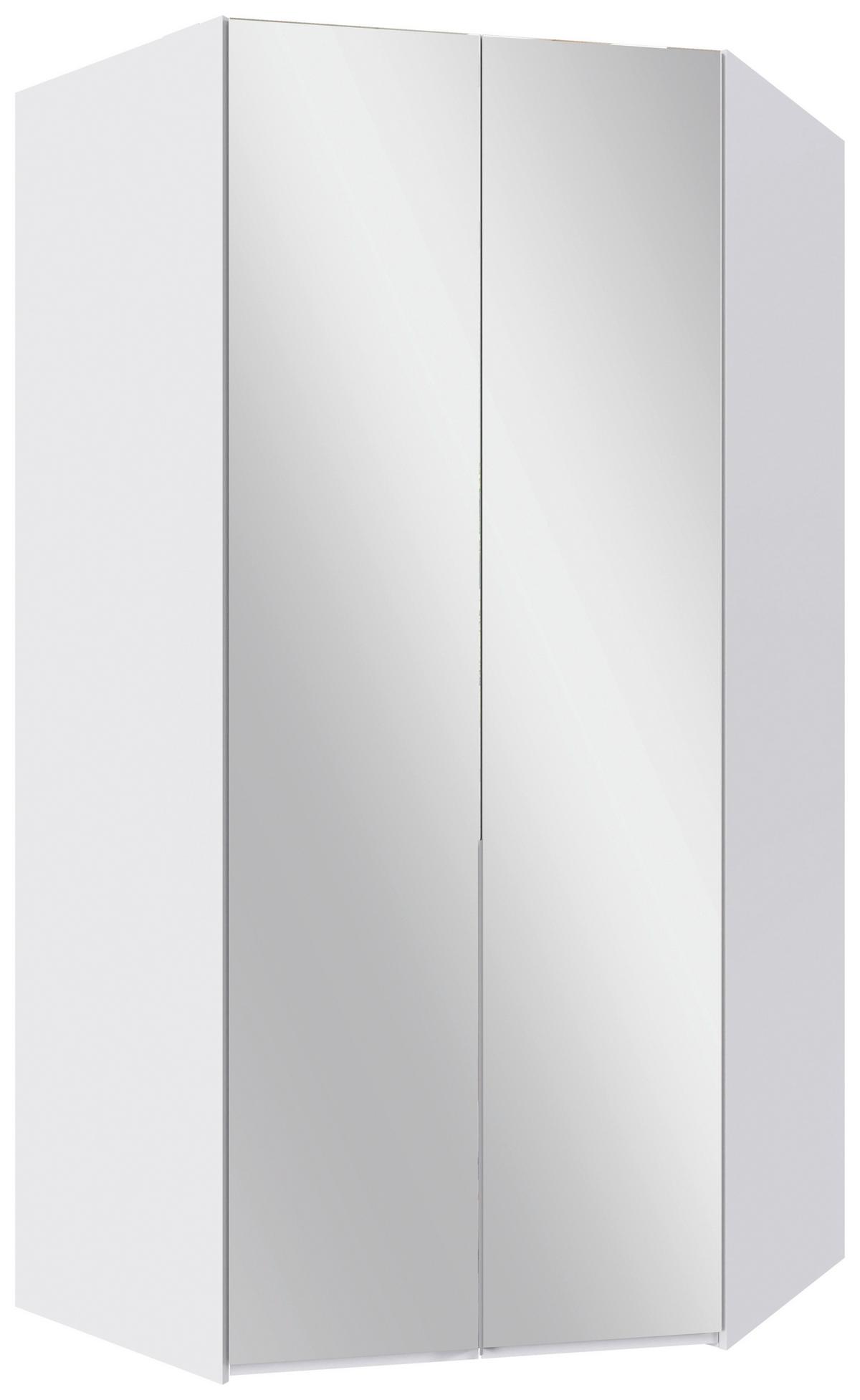 Eckkleiderschrank New York Weiß B: 120 cm - Weiß, MODERN, Glas/Holzwerkstoff (120/236/120cm) - MID.YOU