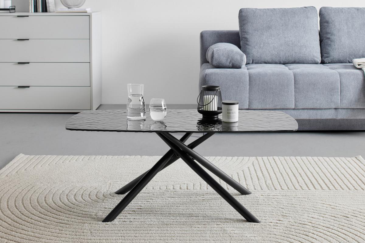 Konferenčný stolík BLACKY bubble glas - čierna, Modern, kov/sklo (110/45/60cm) - Mömax