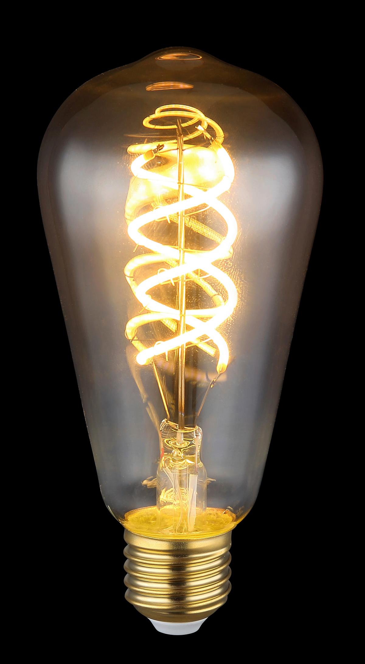 LED žiarovka 6,5 Watt, E27 - zlatá, kov/sklo (6,4/14,1cm) - Globo