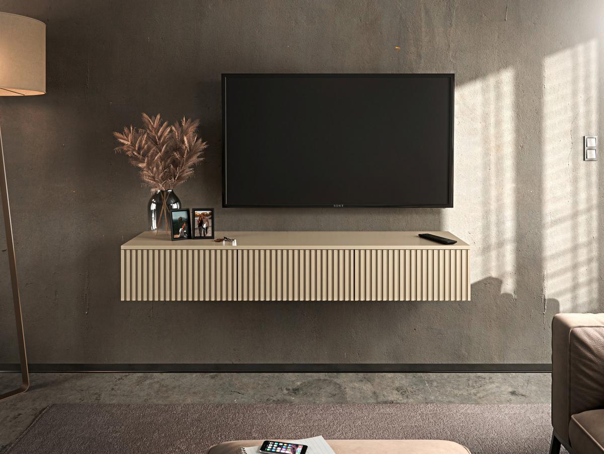 KOMODA POD TELEVIZI LANAI - kašmírová, Moderní, kompozitní dřevo (150/25/40cm)