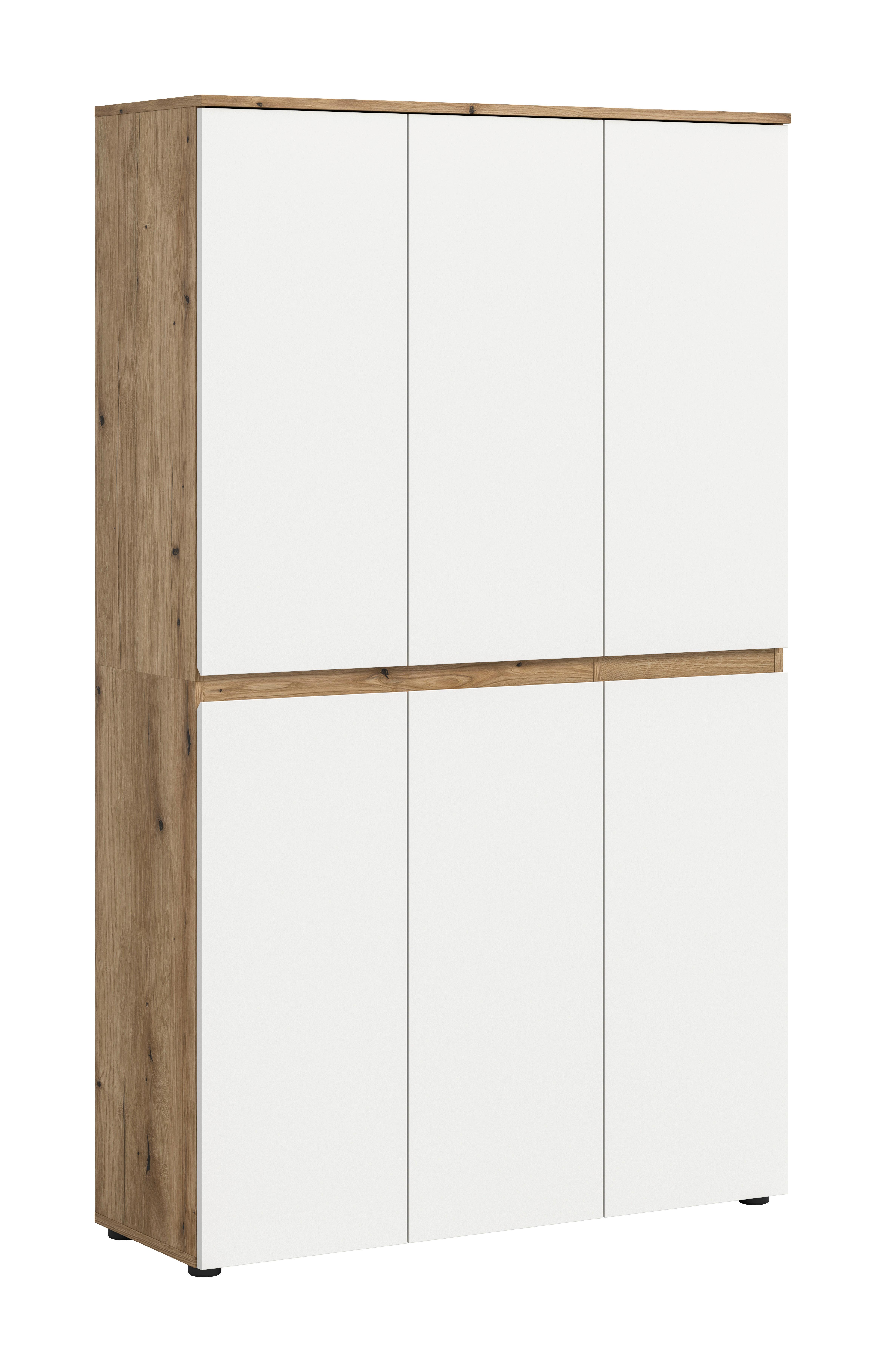 Garderobenschrank Scarpa Weiß/eichefarben B: 105 Cm - Eichefarben/Schwarz, Design, Holzwerkstoff (105/175/37cm) - Livetastic
