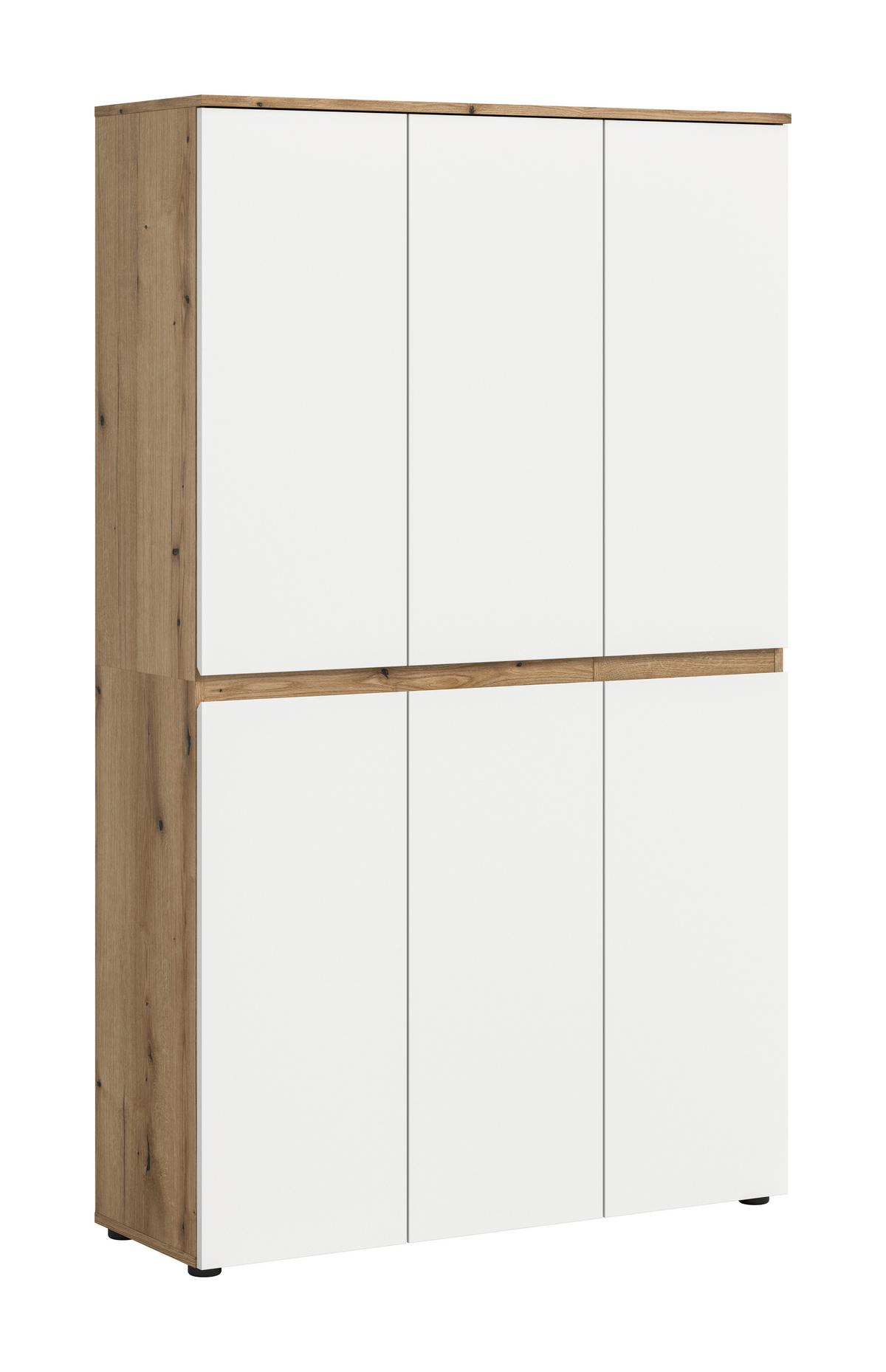 Garderobenschrank Scarpa Weiß/eichefarben B: 105 Cm - Eichefarben/Schwarz, Design, Holzwerkstoff (105/175/37cm) - Livetastic