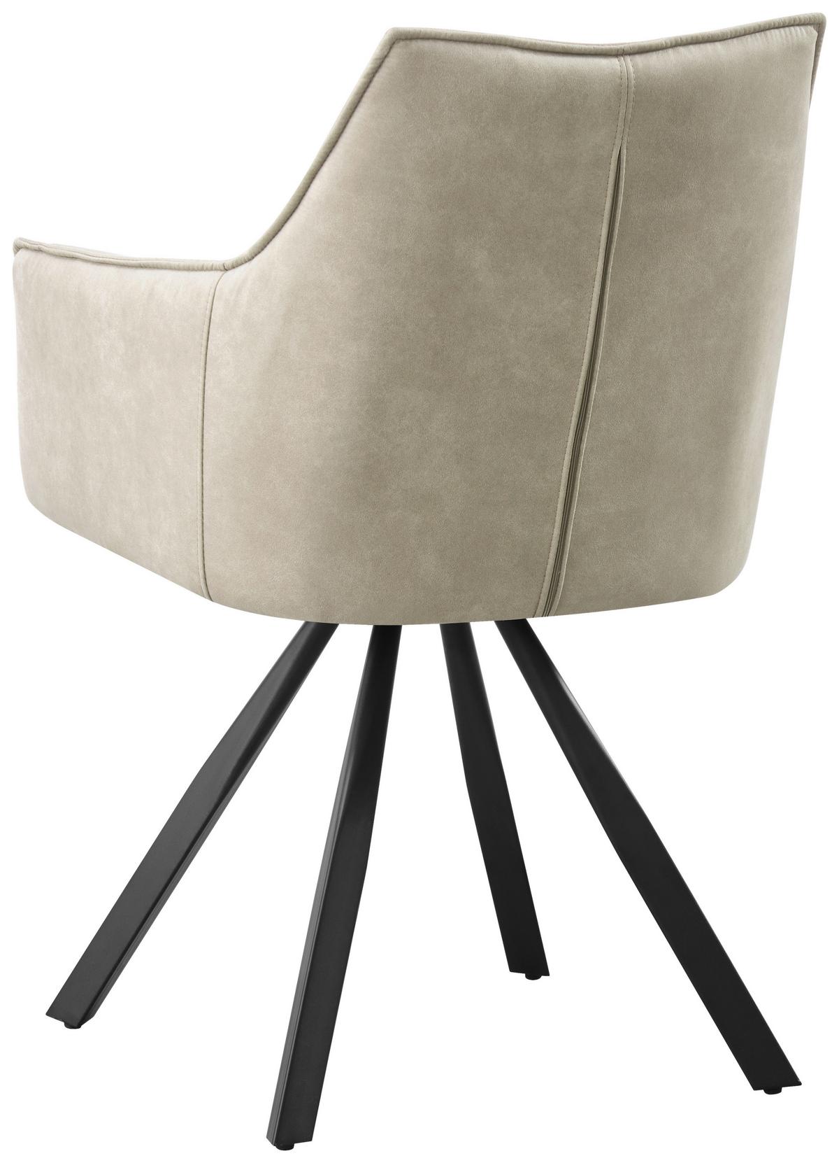 Armlehnstuhl Luna drehbar beige, B: 57cm - Beige/Schwarz, MODERN, Holz/Textil (57/90/62cm)