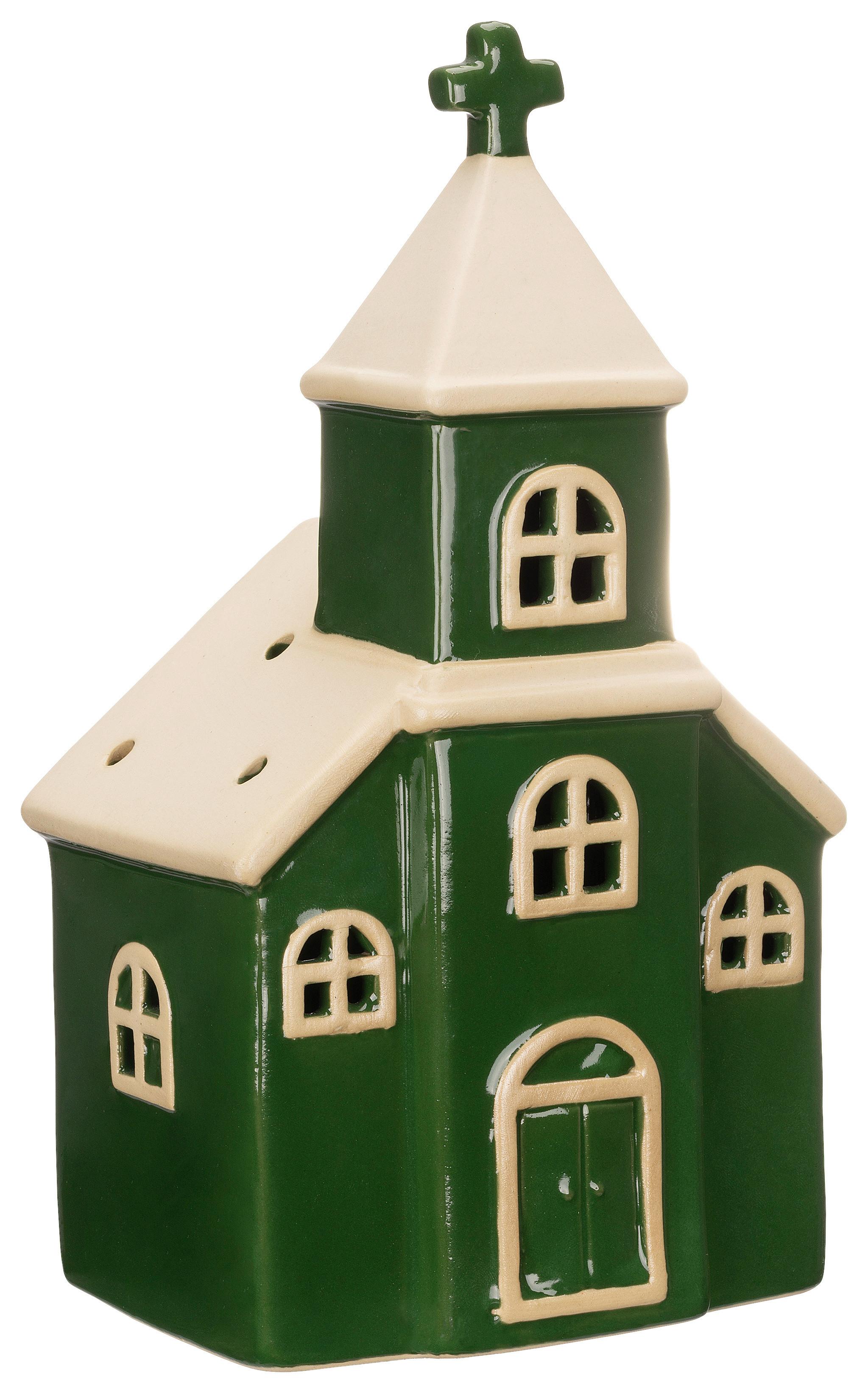 Dekohaus Josef - Weiß/Grün, KONVENTIONELL, Keramik (12,3/9,4/22,3cm) - Luca Bessoni