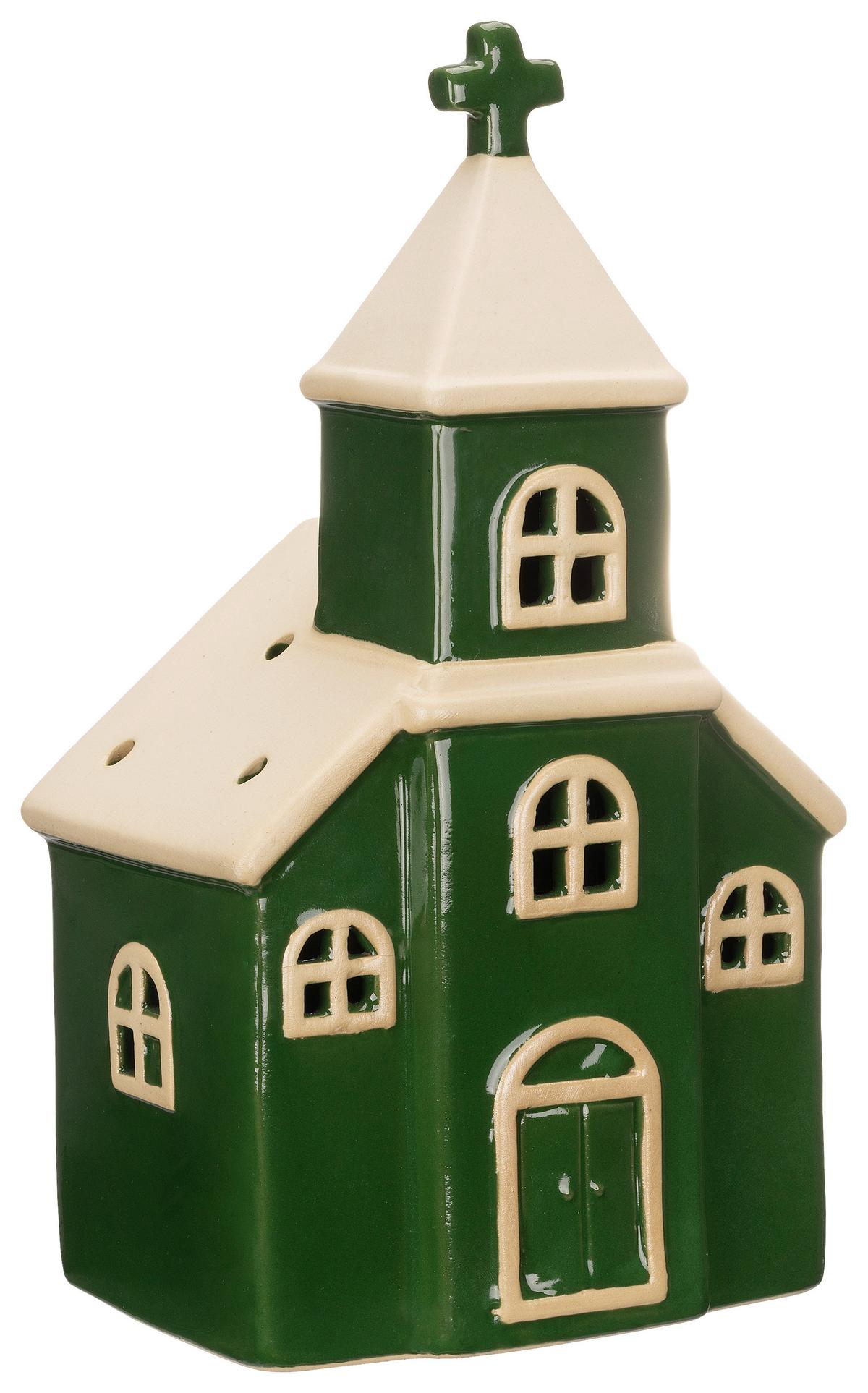 Dekohaus Josef - Weiß/Grün, KONVENTIONELL, Keramik (12,3/9,4/22,3cm) - Luca Bessoni