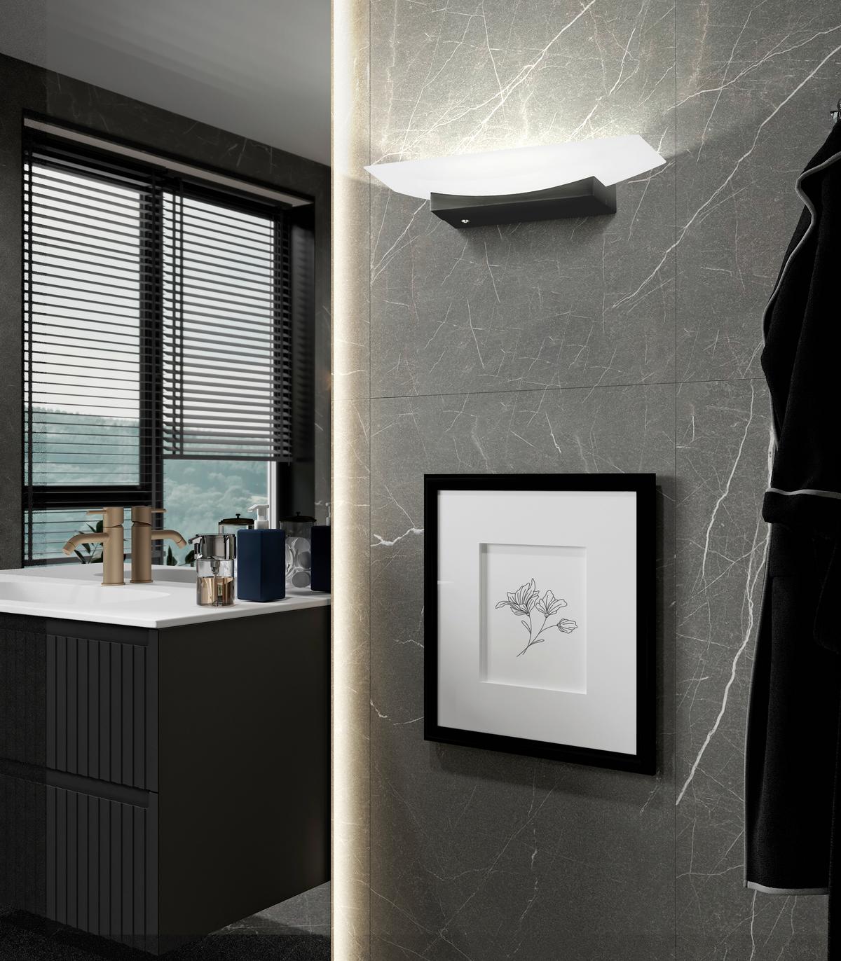 Led-wandleuchte Bowl 1-flammig 3 Helligkeitsstufen - Schwarz/Weiß, Design, Glas/Metall (6/30/11cm) - Fischer & Honsel