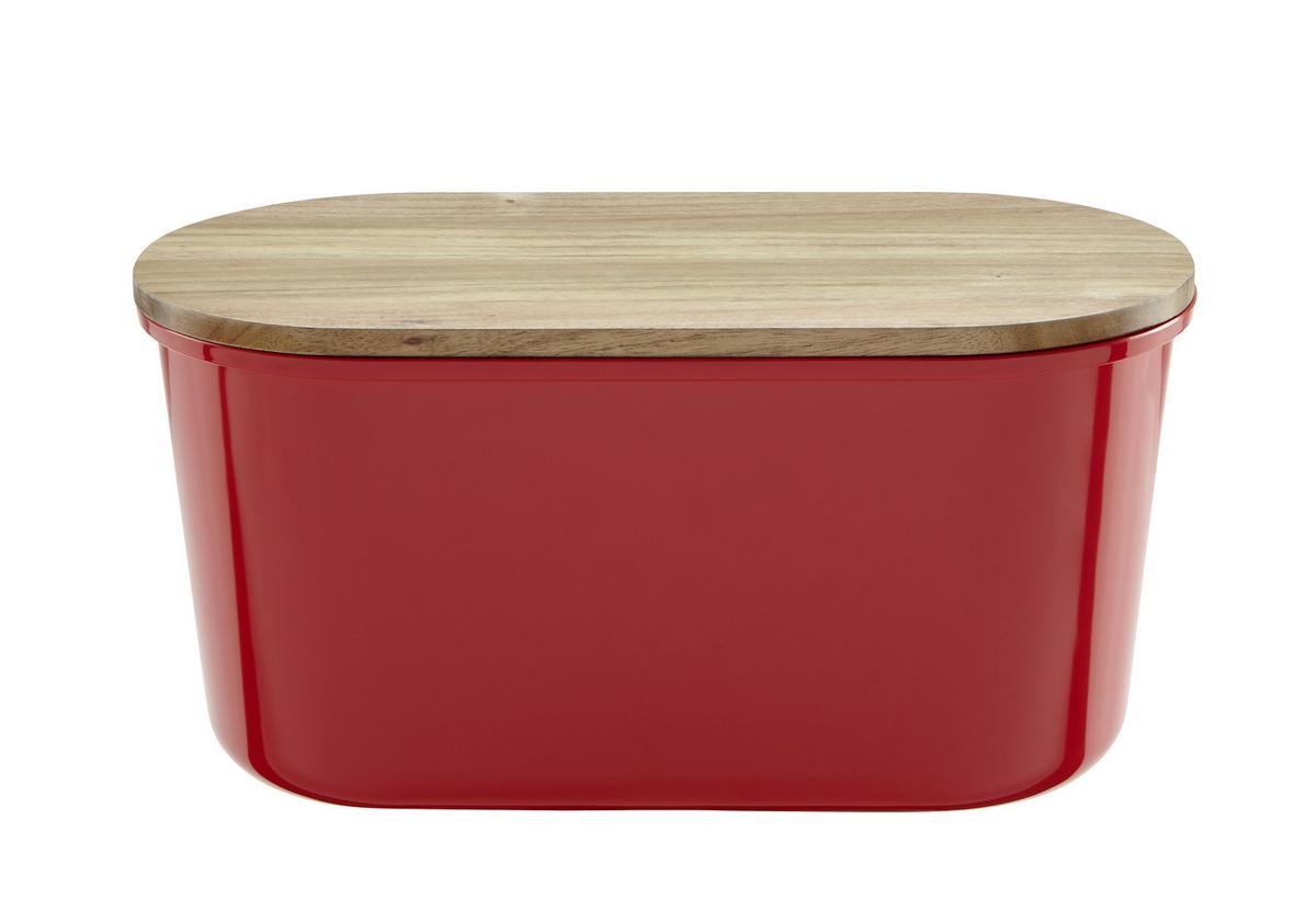 Brotbox Echtwerk Fresh - Rot/Akaziefarben, MODERN, Holz/Kunststoff (37/21,5/17,2cm) - Echtwerk
