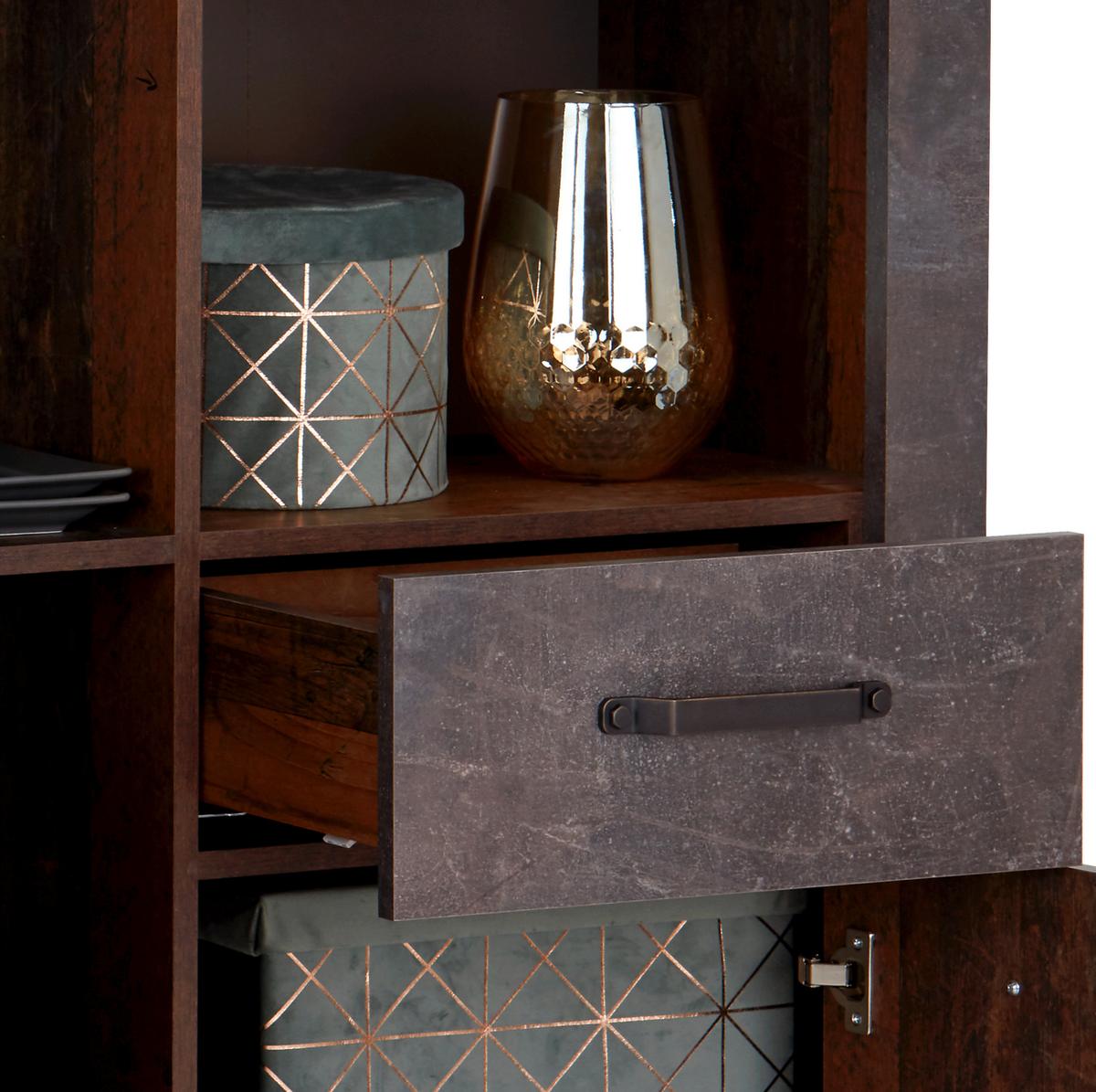 VITRÍNA ONTARIO - šedá/barvy dubu, Moderní, kompozitní dřevo/plast (106/200/41,5cm) - Ondega