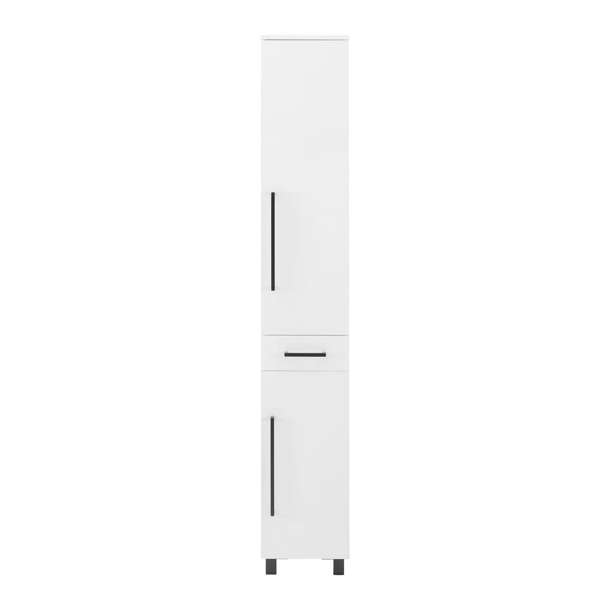 Vysoká skrinka MARIANNE biela - čierna/biela, Modern, kov/kompozitné drevo (30/185/35cm) - Bessagi Home