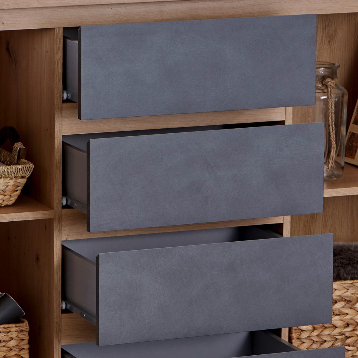 Kommode B: 143 cm Mit 2 Türen Larios, Graphitfarben/Eiche Dekor - Graphitfarben/Eiche Artisan, MODERN, Holzwerkstoff (143/91/40cm)