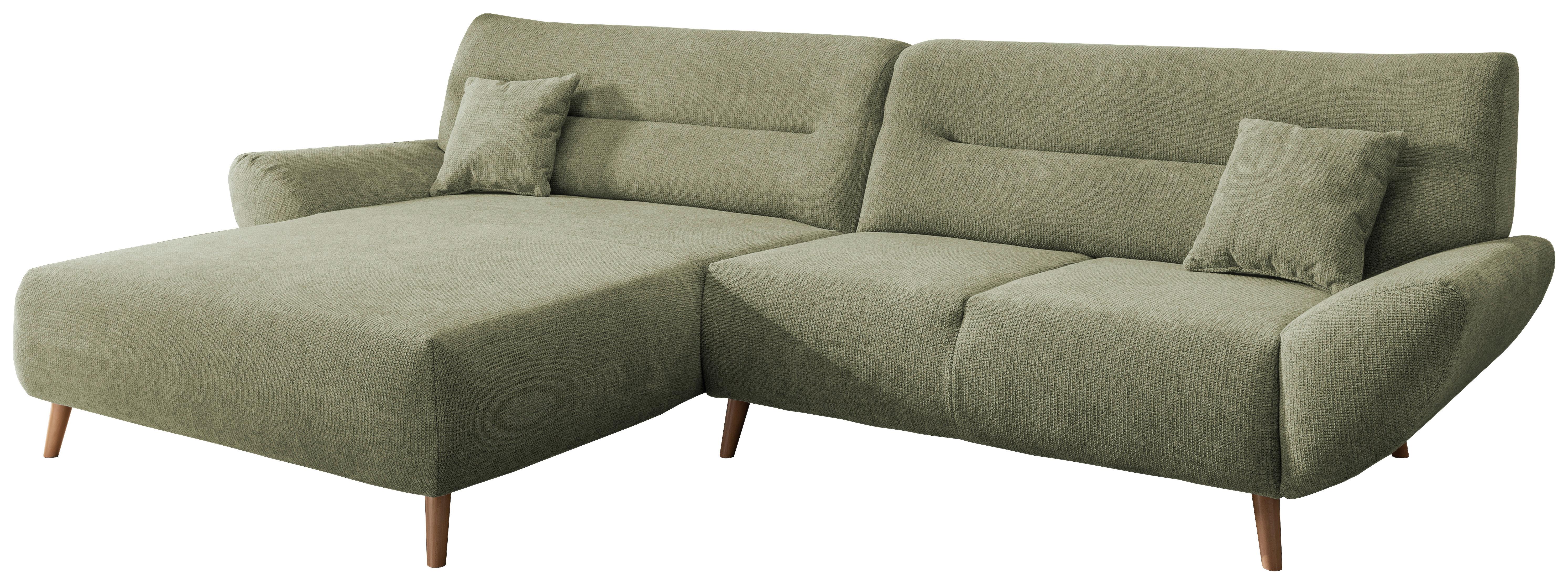 Ecksofa Drago Grün S: 166/290 cm - Wildeiche/Grün, MODERN, Holz/Textil (166/290cm) - MID.YOU